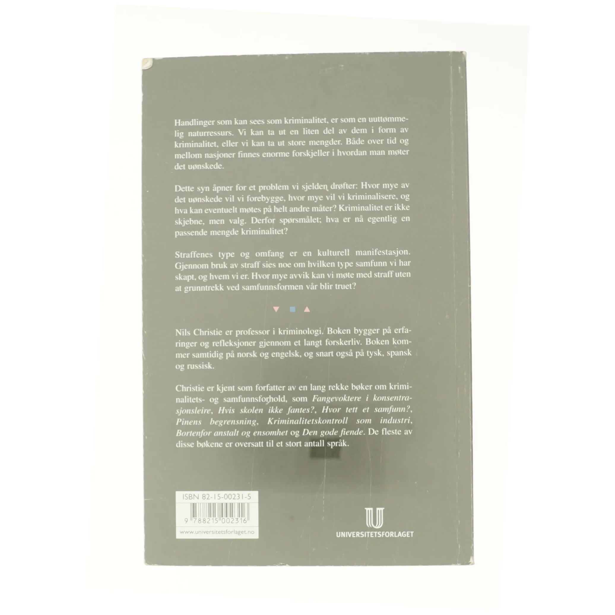 En passende mengde kriminalitet af Nils Christie (Bog)