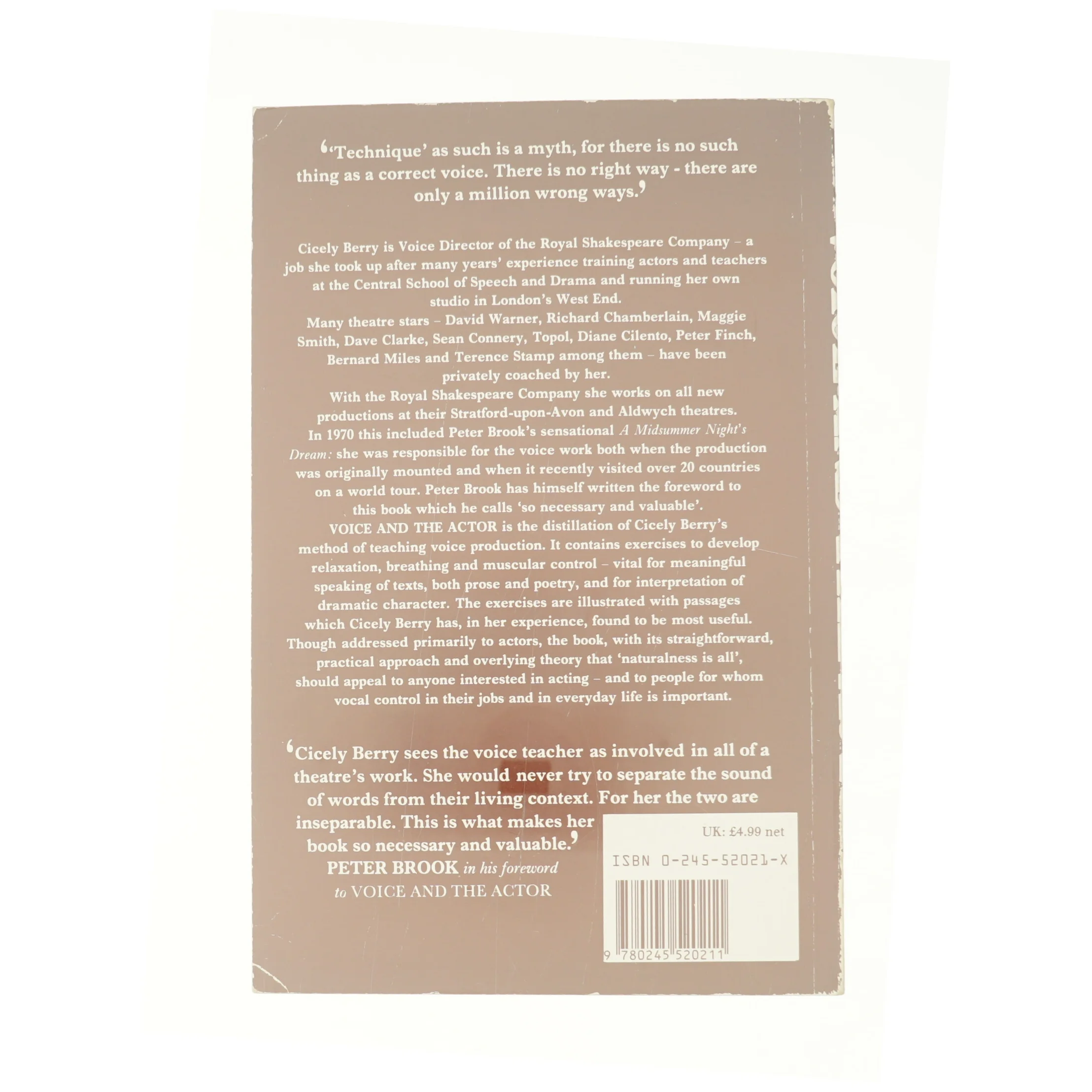 Voice and the Actor by Cicely Berry (Bog)