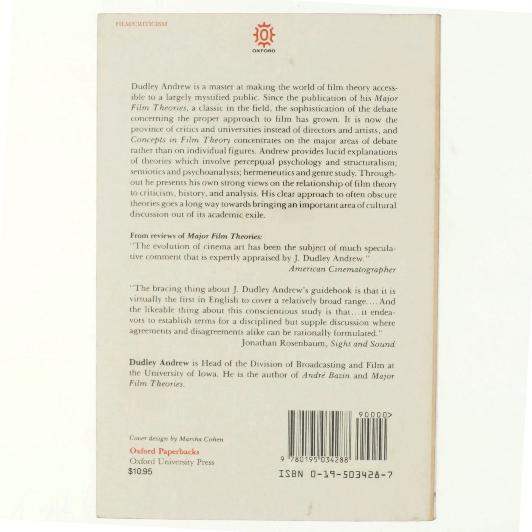 Concepts in film theory af Dudley Andrew (Bog)