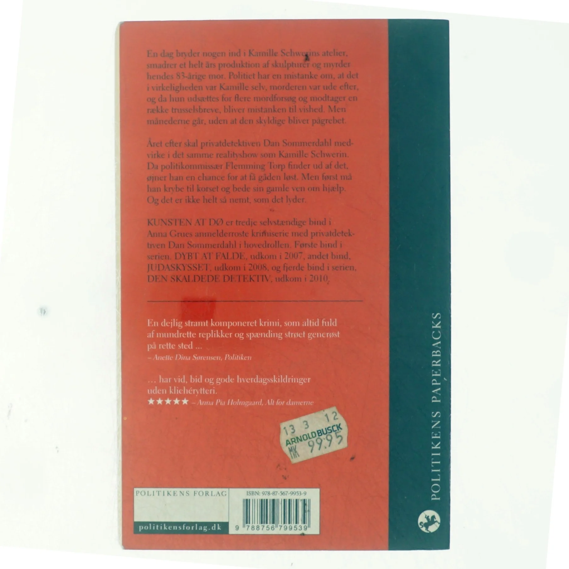 Kunsten at dø af Anna Grue (Bog)