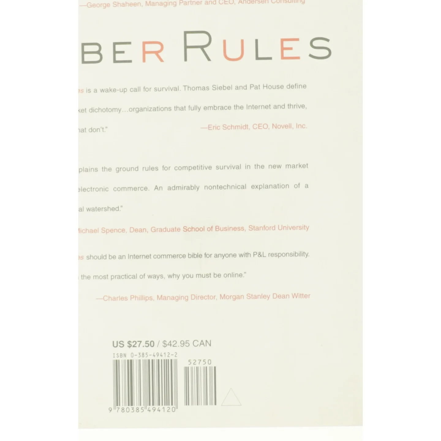 Cyber Rules : Strategies for Excelling at E-Business by Pat, Siebel, Thomas M. House af Siebel, Thomas M. / Siebel, Tom / House, Pat (Bog)