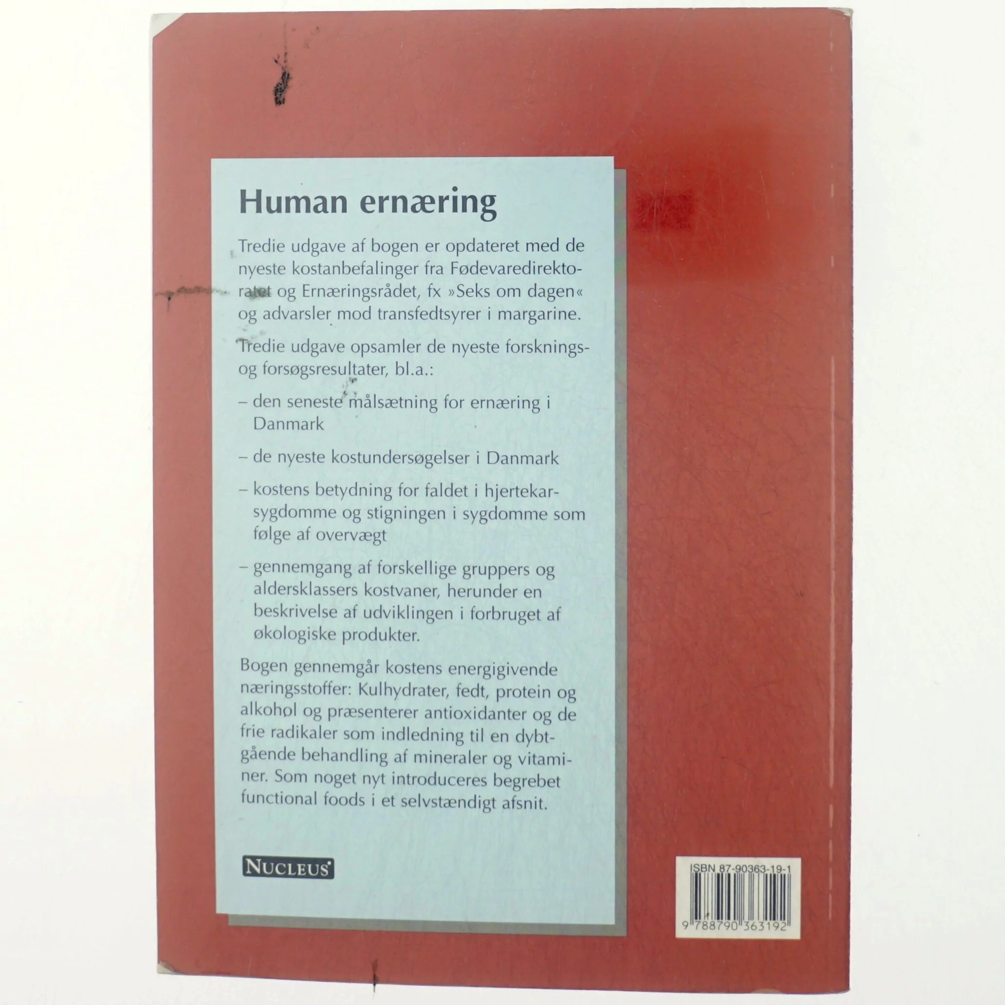 Human ernæring : grundbog i ernæringslære af Gustav Nedergaard (Bog)