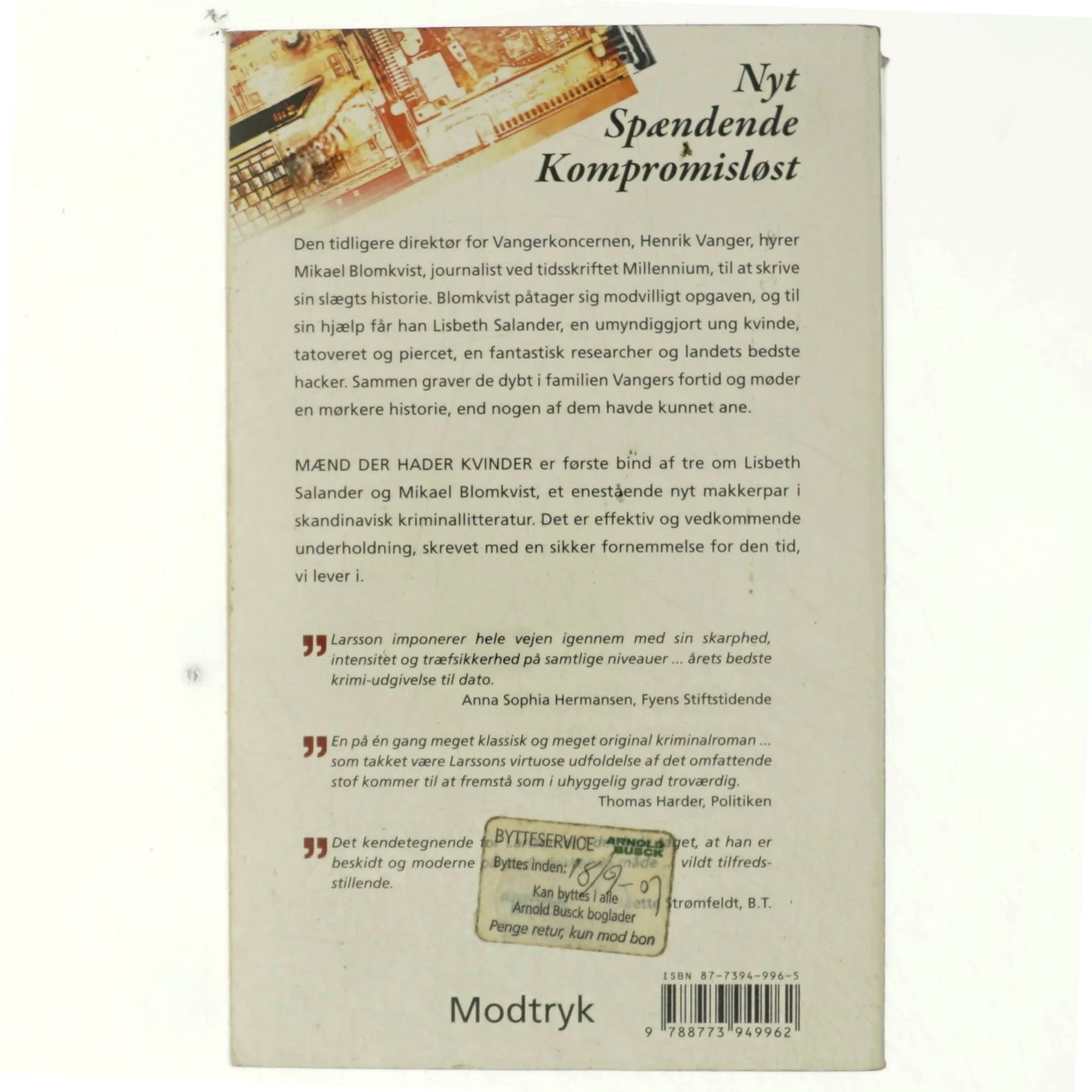 Mænd der hader kvinder af Stieg Larsson, Stieg Larsson (Bog)