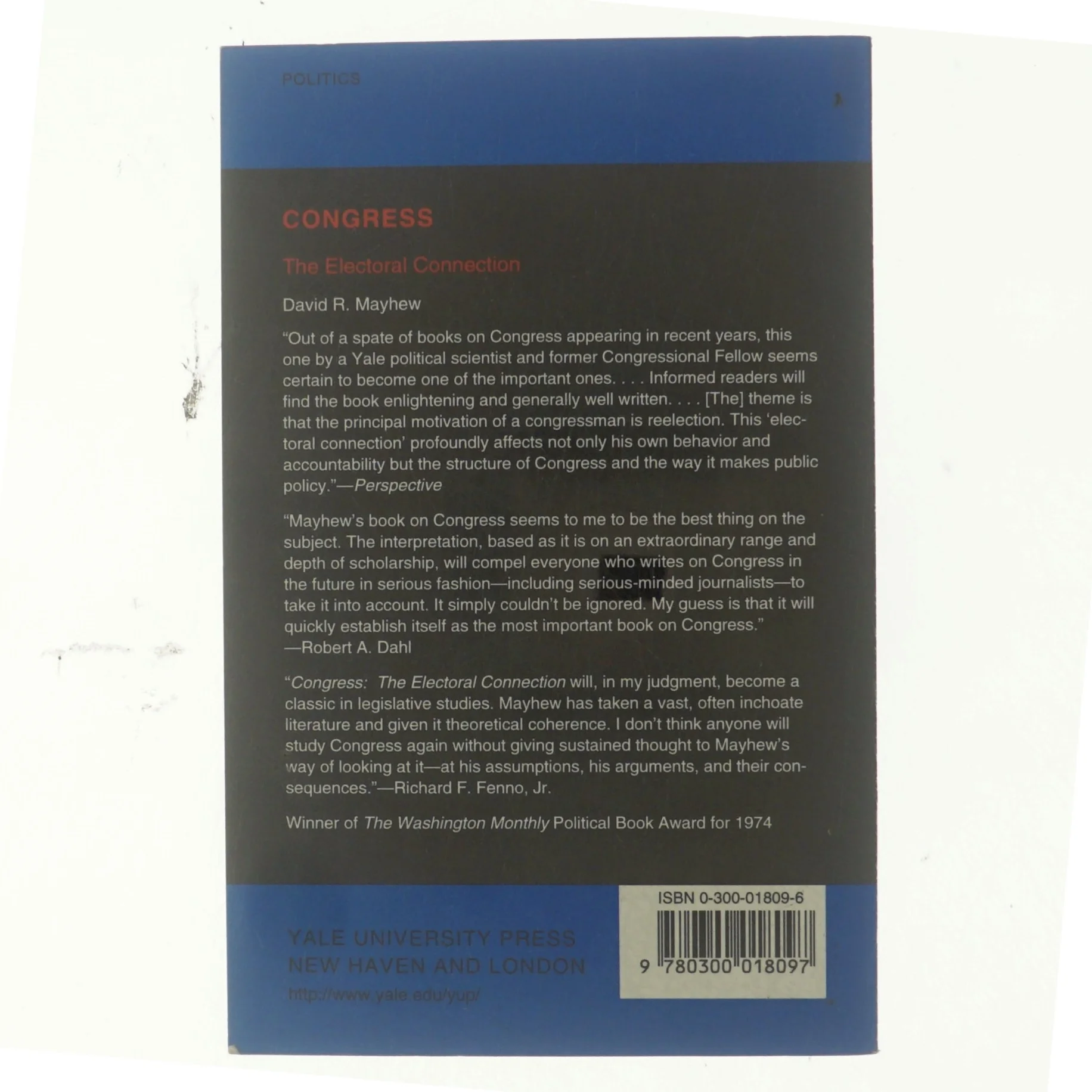 Congress : the electoral connection af David R. Mayhew (Bog)