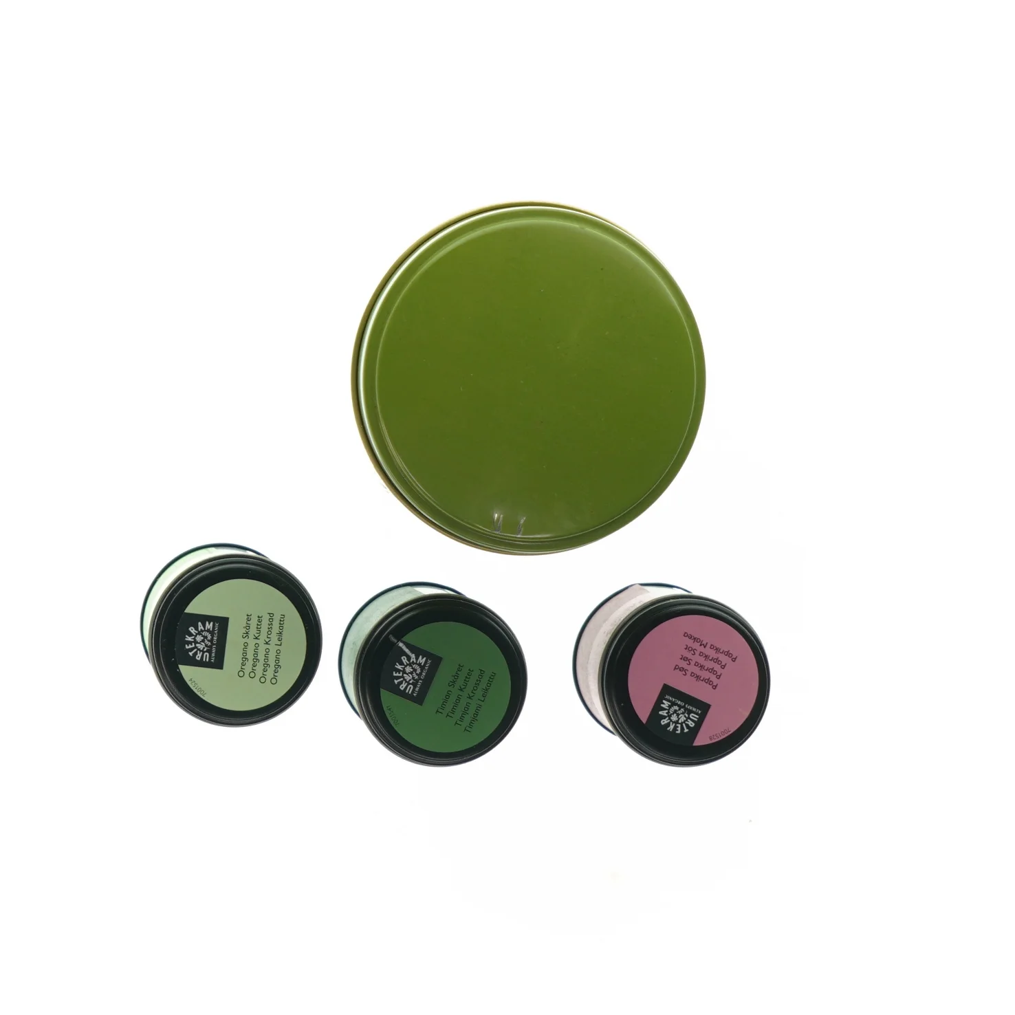 Tv bøtte og krydderi beholdere (str. HØ 15 x 9 cm Og 6,5 x 4,5 cm)