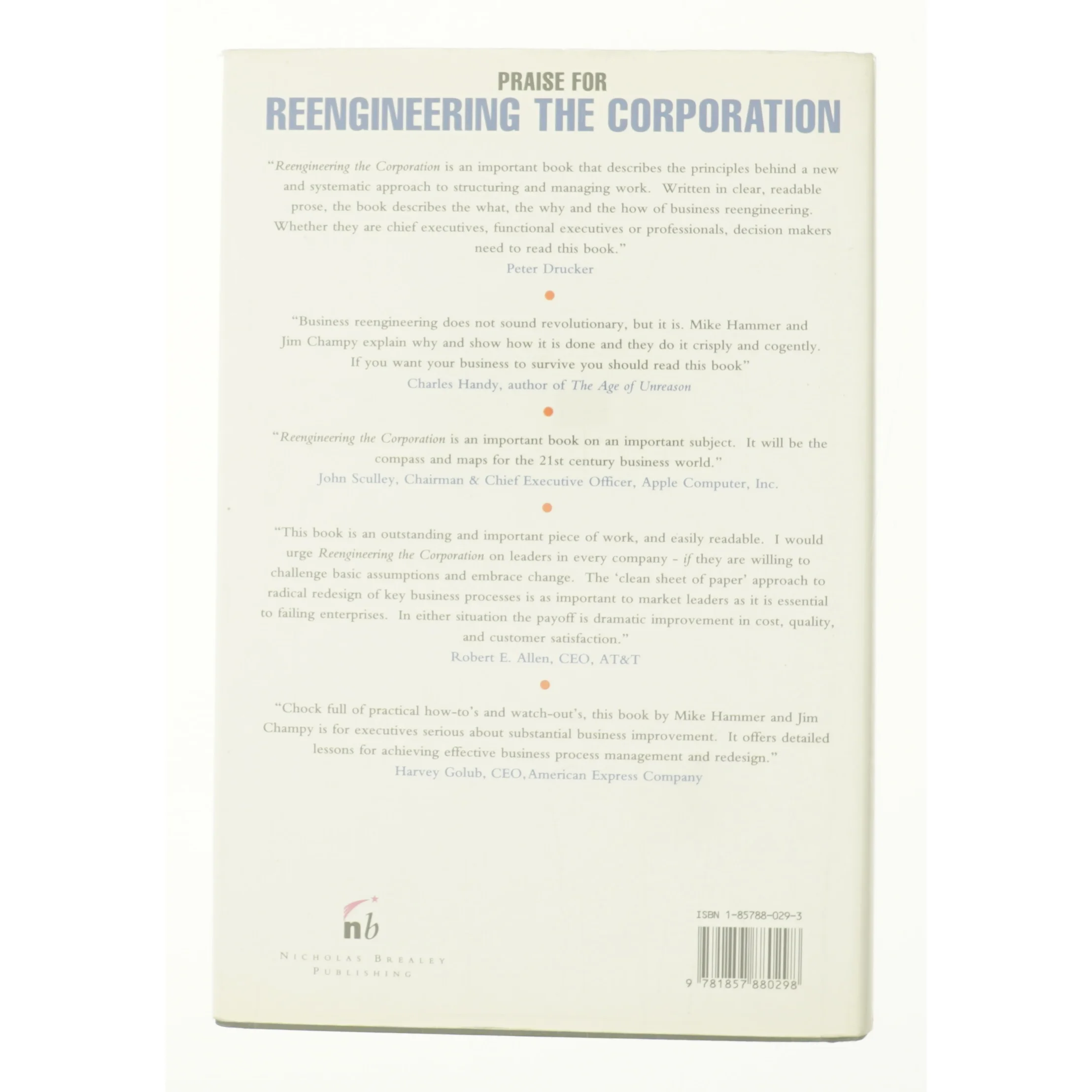 Reengineering the Corporation by Michael, Champy, James Hammer af James Champy' 'michael Hammer (Bog)