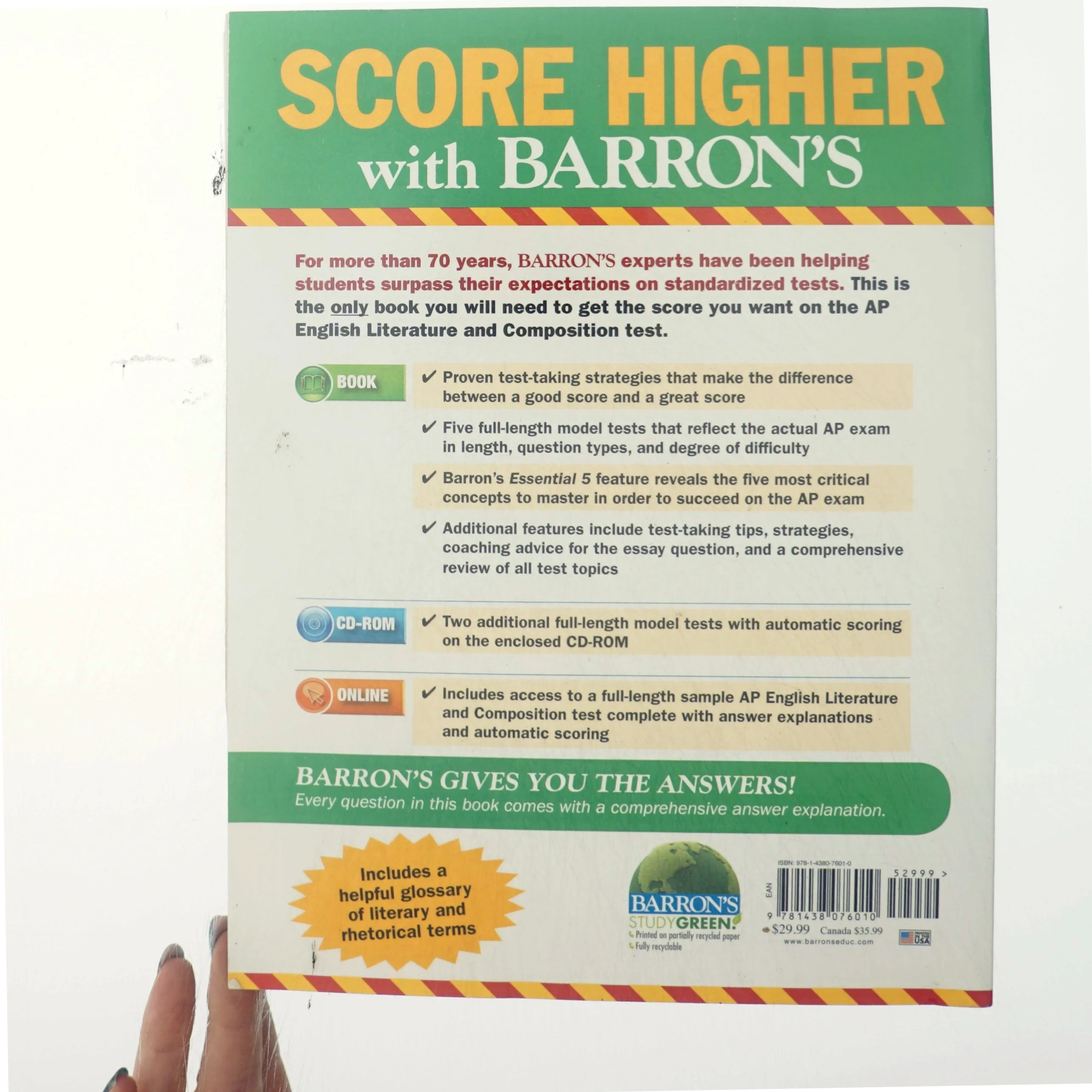 Barron's AP English Literature and Composition with CD-ROM af George Ehrenhaft (Bog)