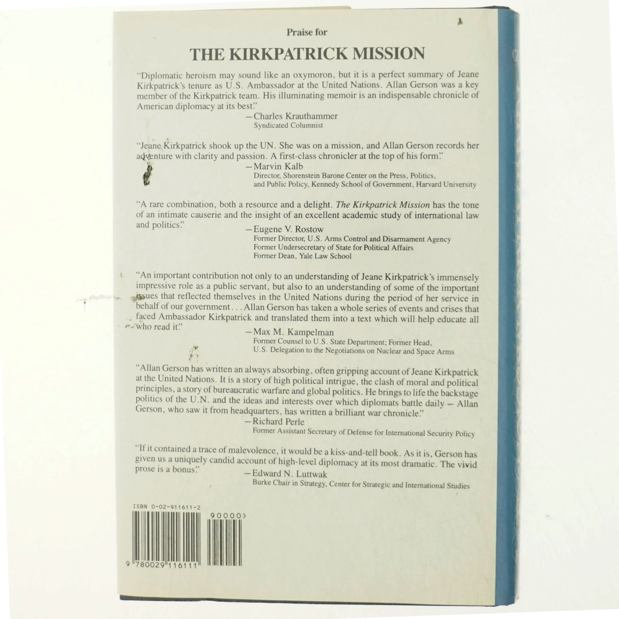Kirkpatrick Mission (Diplomacy Wo Apology Ame at the United Nations 1981 to 85 af Gerson (Bog)