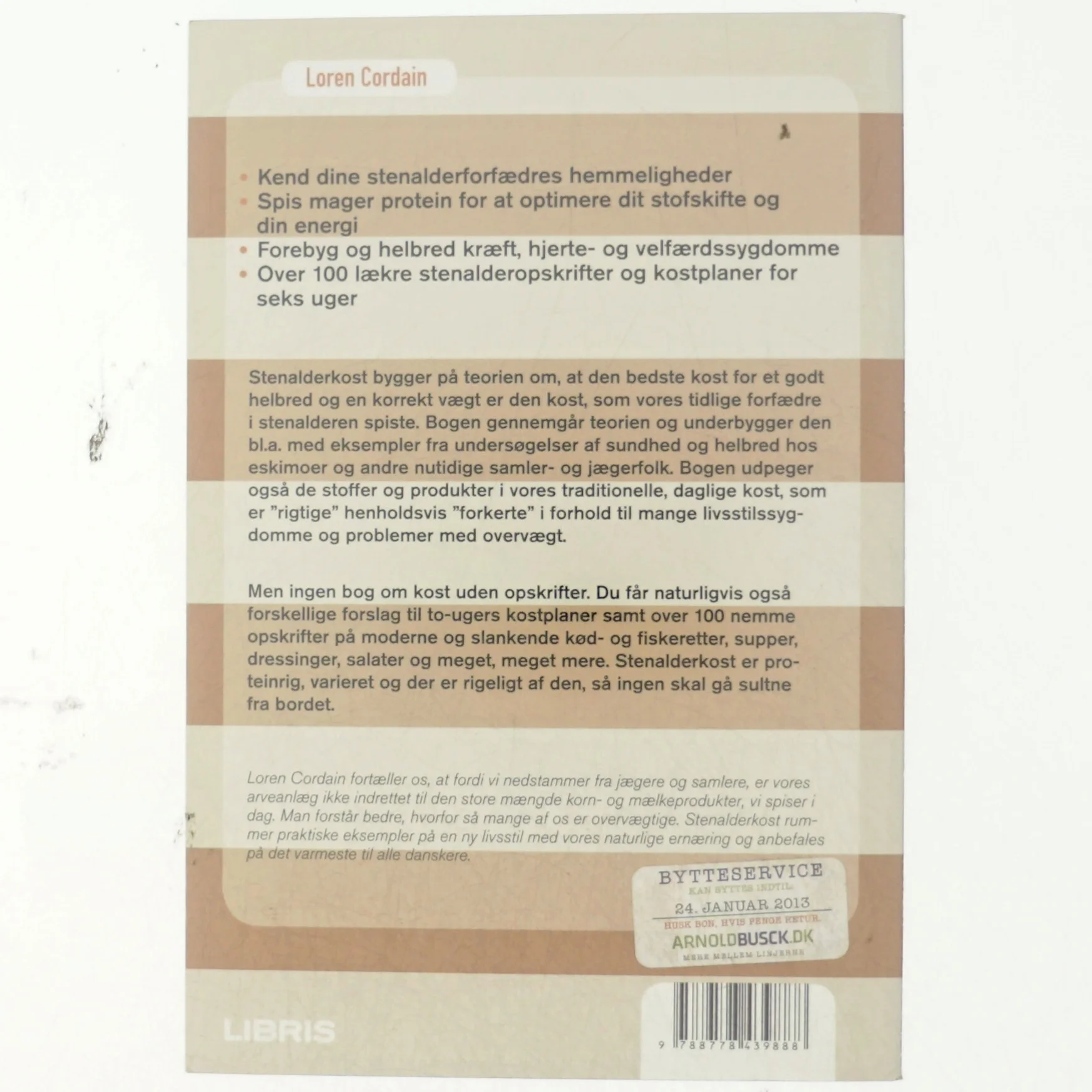 Stenalderkost af Loren Cordain (Bog)