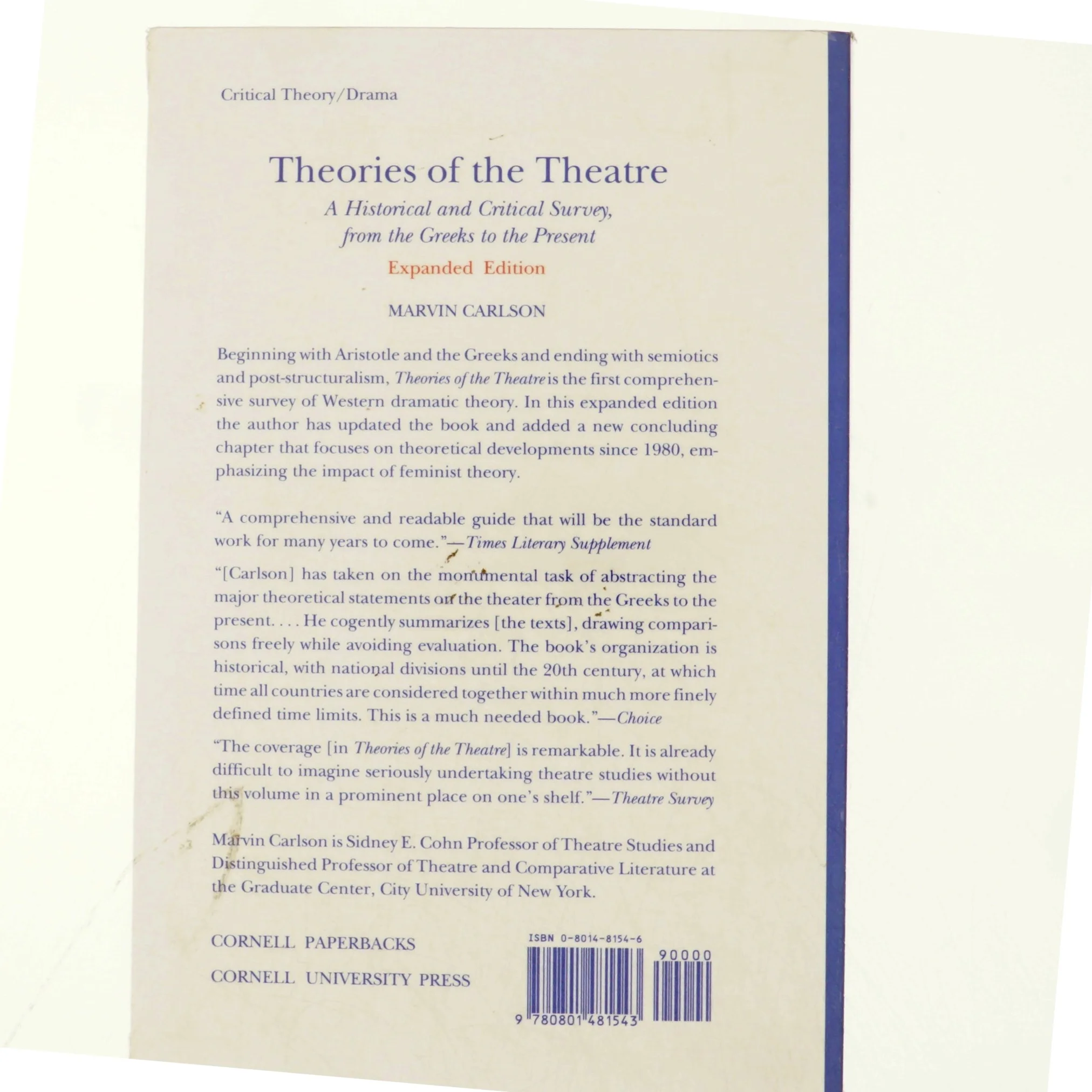 Theories of the theatre : a historical and critical survey, from the Greeks to the present af Marvin Carlson (1935-) (Bog)