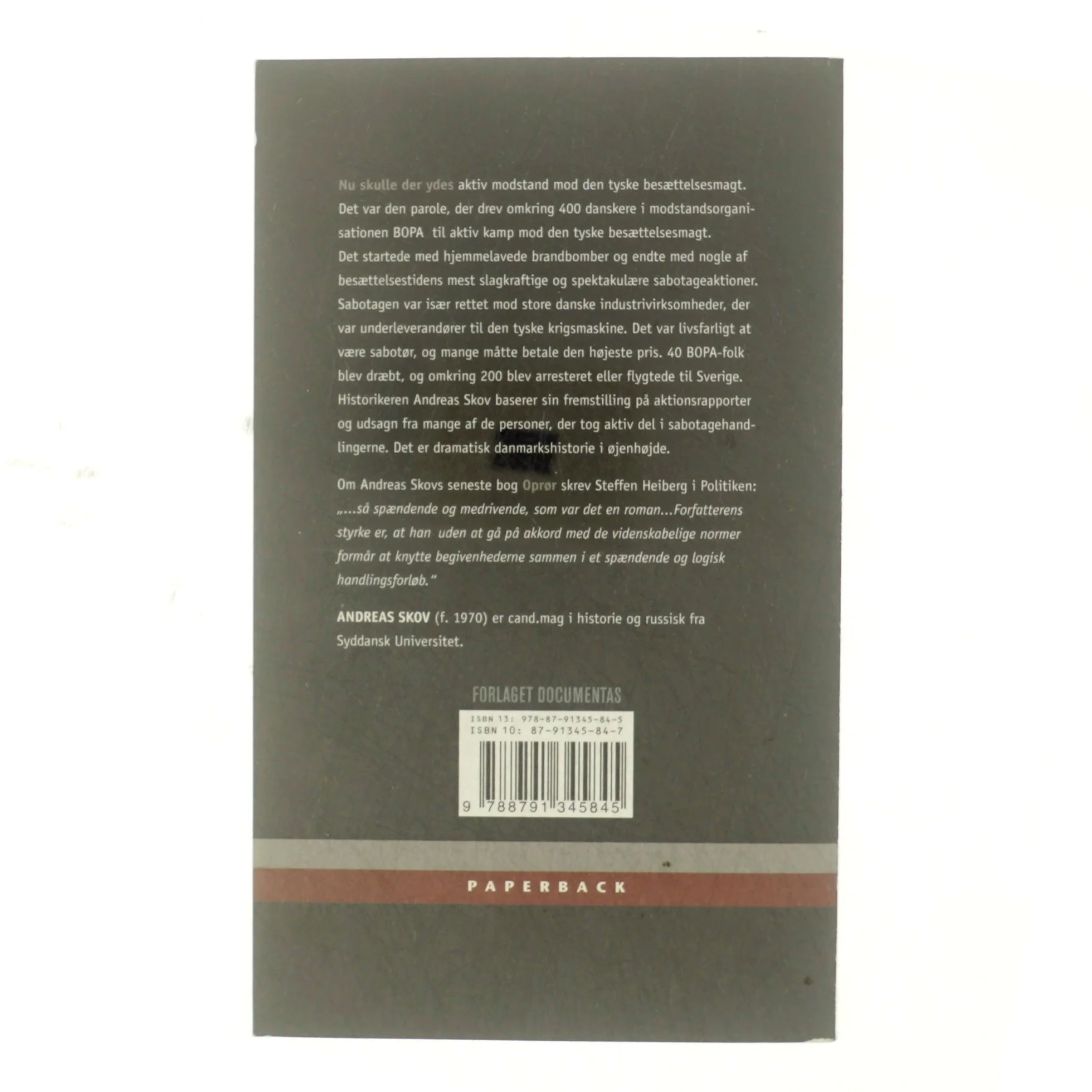 Sabotage : da danskere gik til aktiv modstand mod den tyske besættelsesmagt af Andreas Skov (Bog)