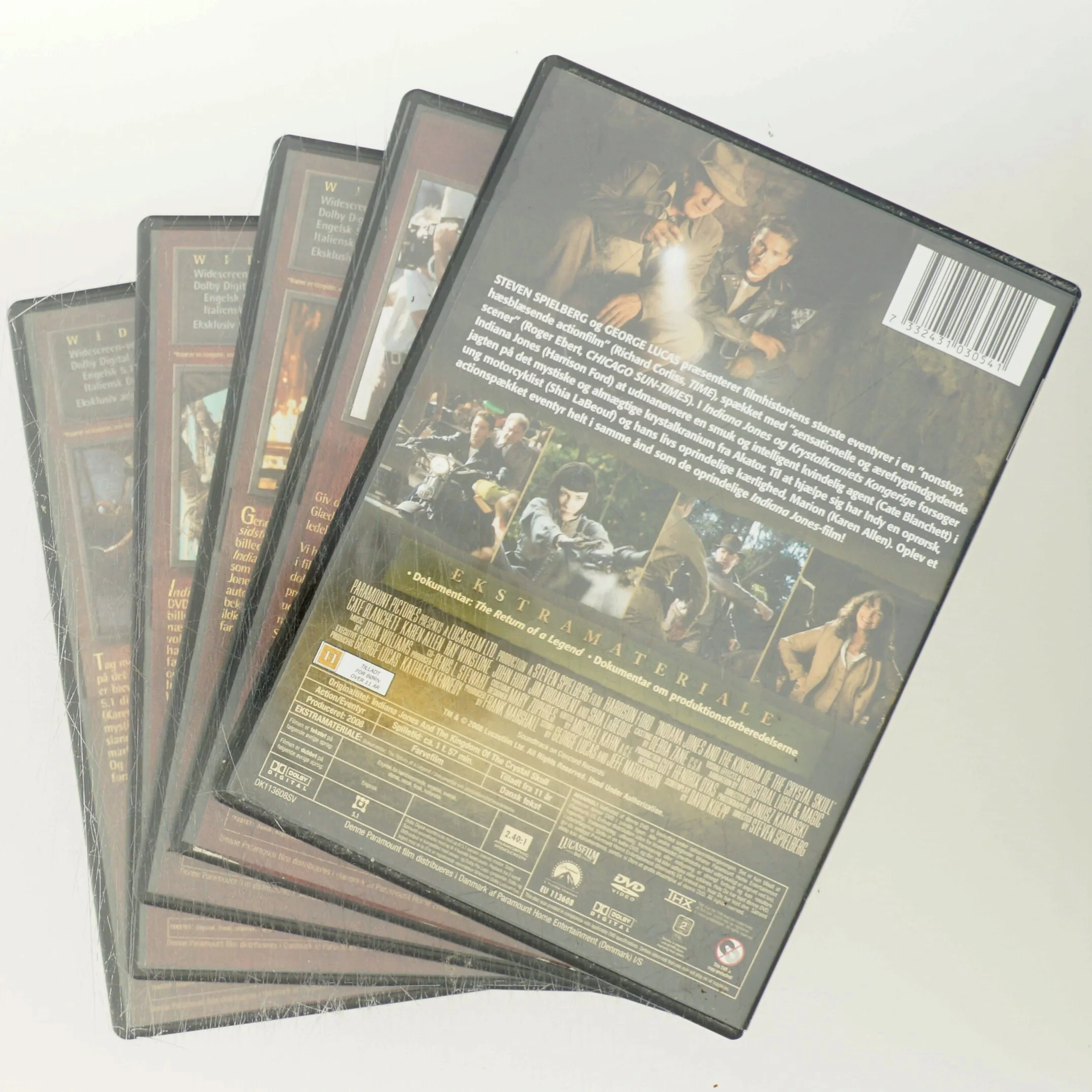 5 DVD’er SERIE Indiana Jones og krystalkraniets kongerige med Harrison Ford (DVD)