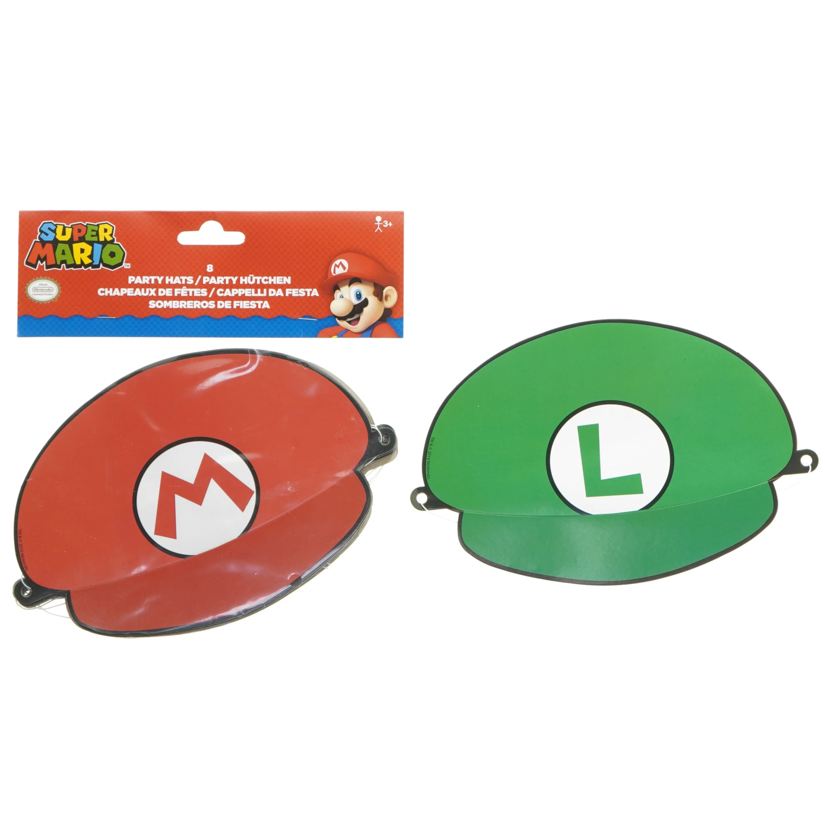 Super Mario festhatte fra Super Mario (str. 19 cm. 9 styks)