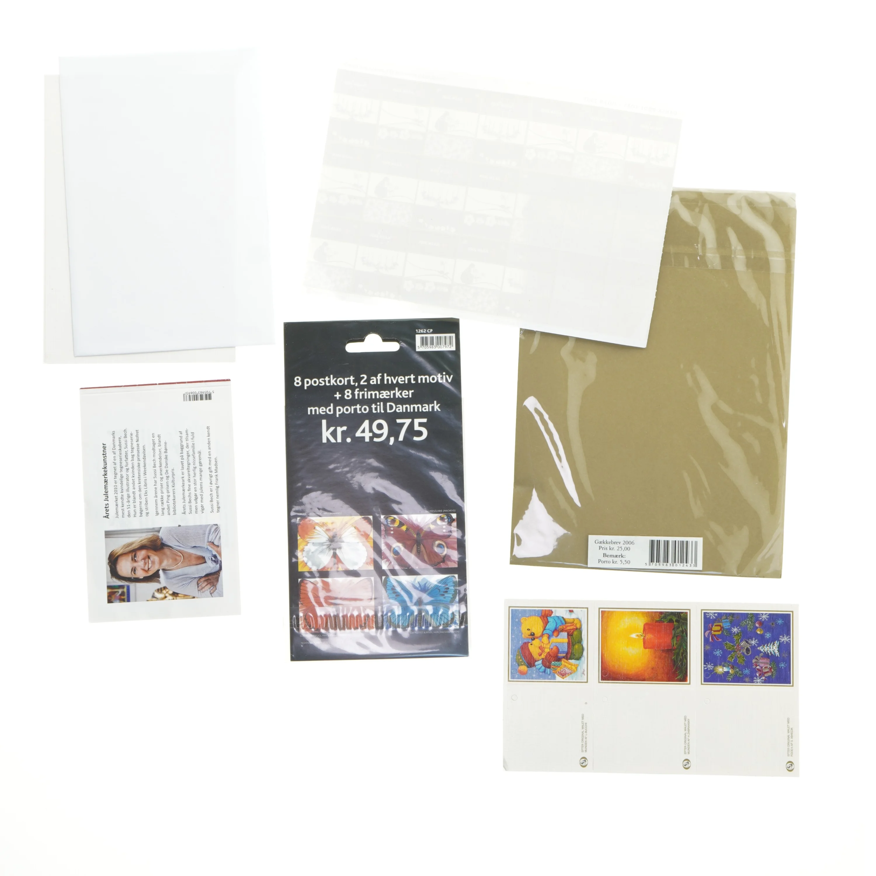 Samling af postkort og frimærker