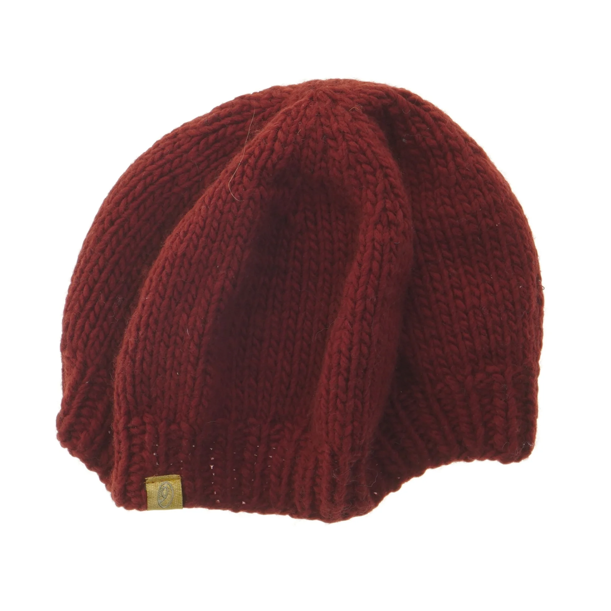 Strikket hue med knapper (str. Ø 23 cm)