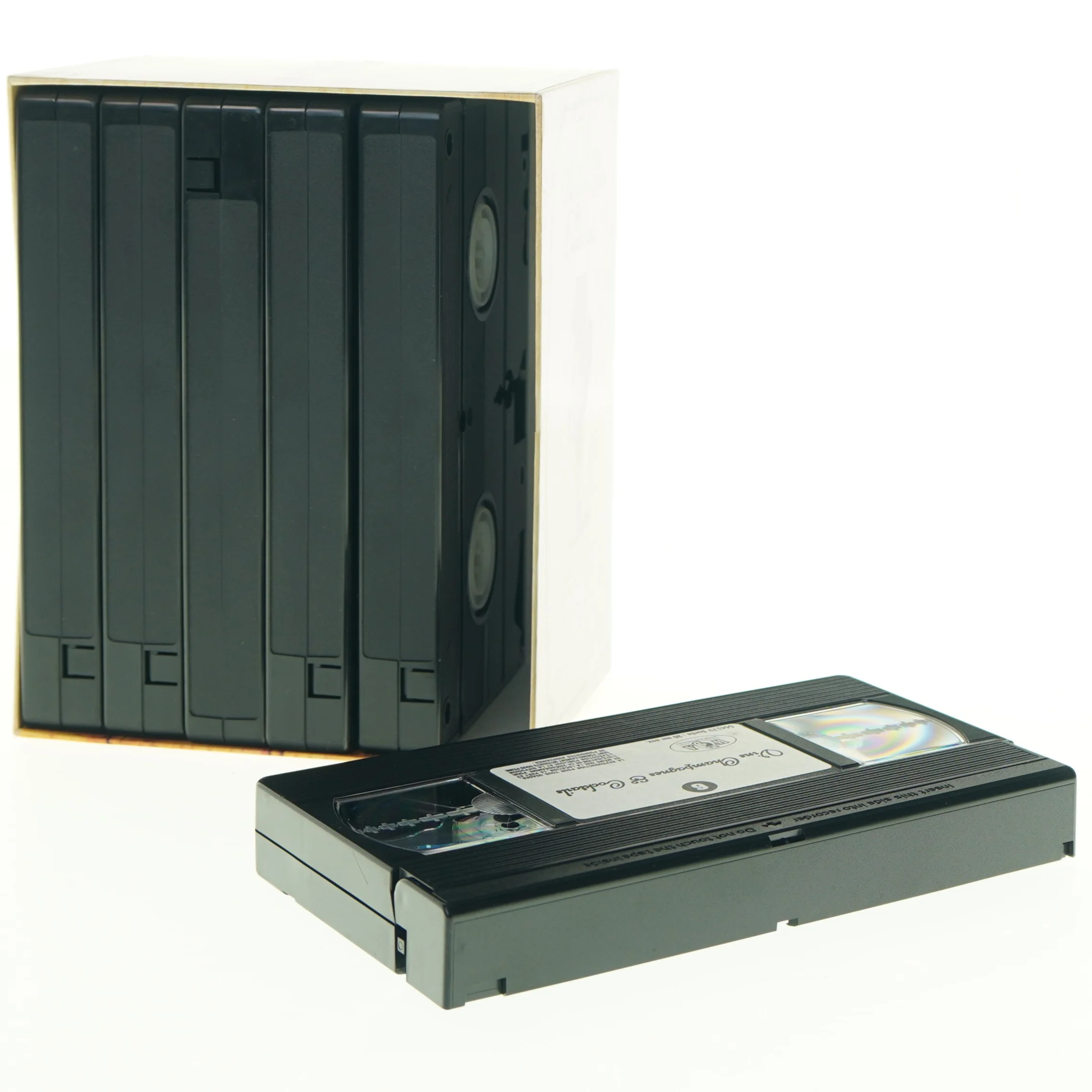 Samling af VHS-bånd med trækasse, Vins, Champagnes & Cocktails