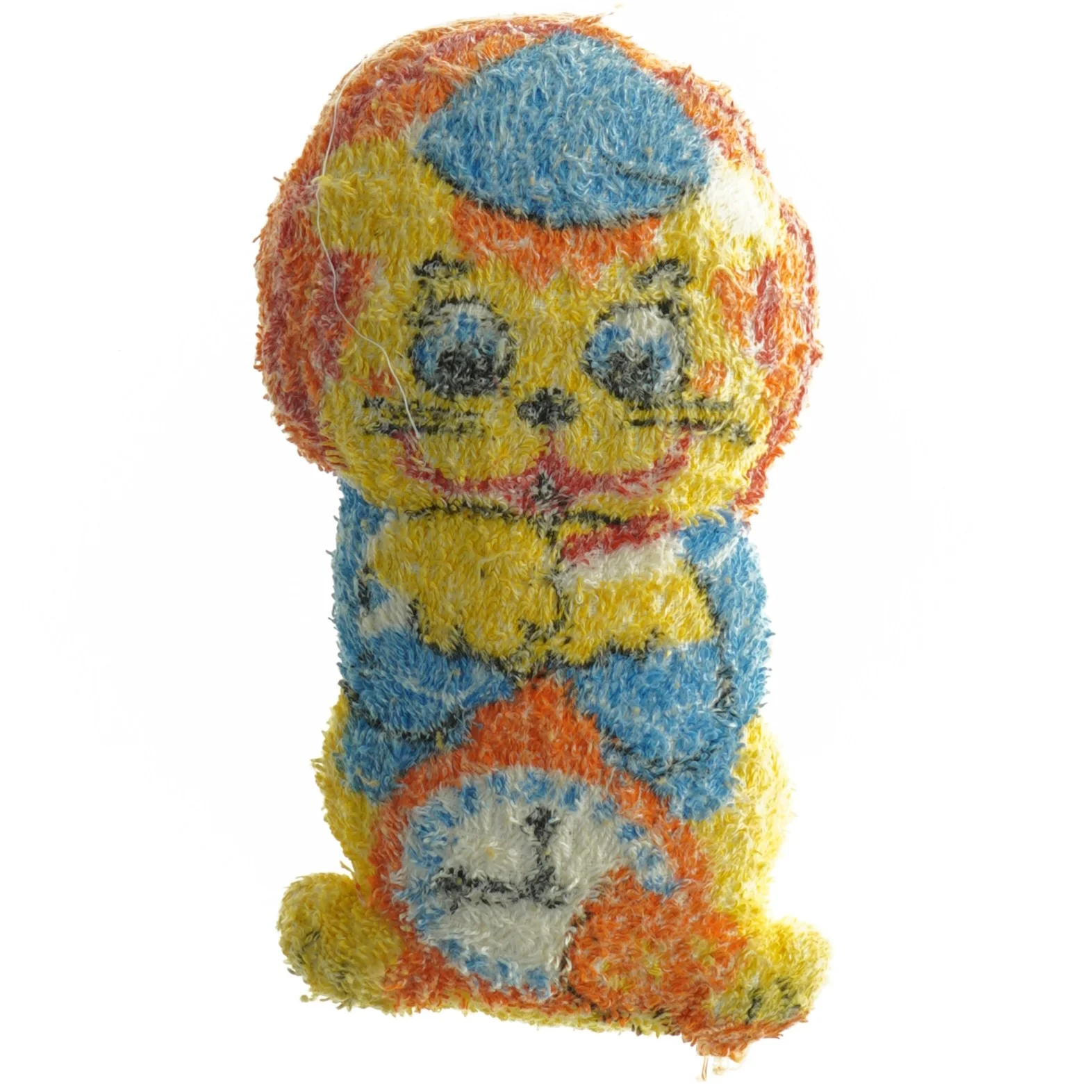 Farverig stofbamse (str. 20 x 10 cm)