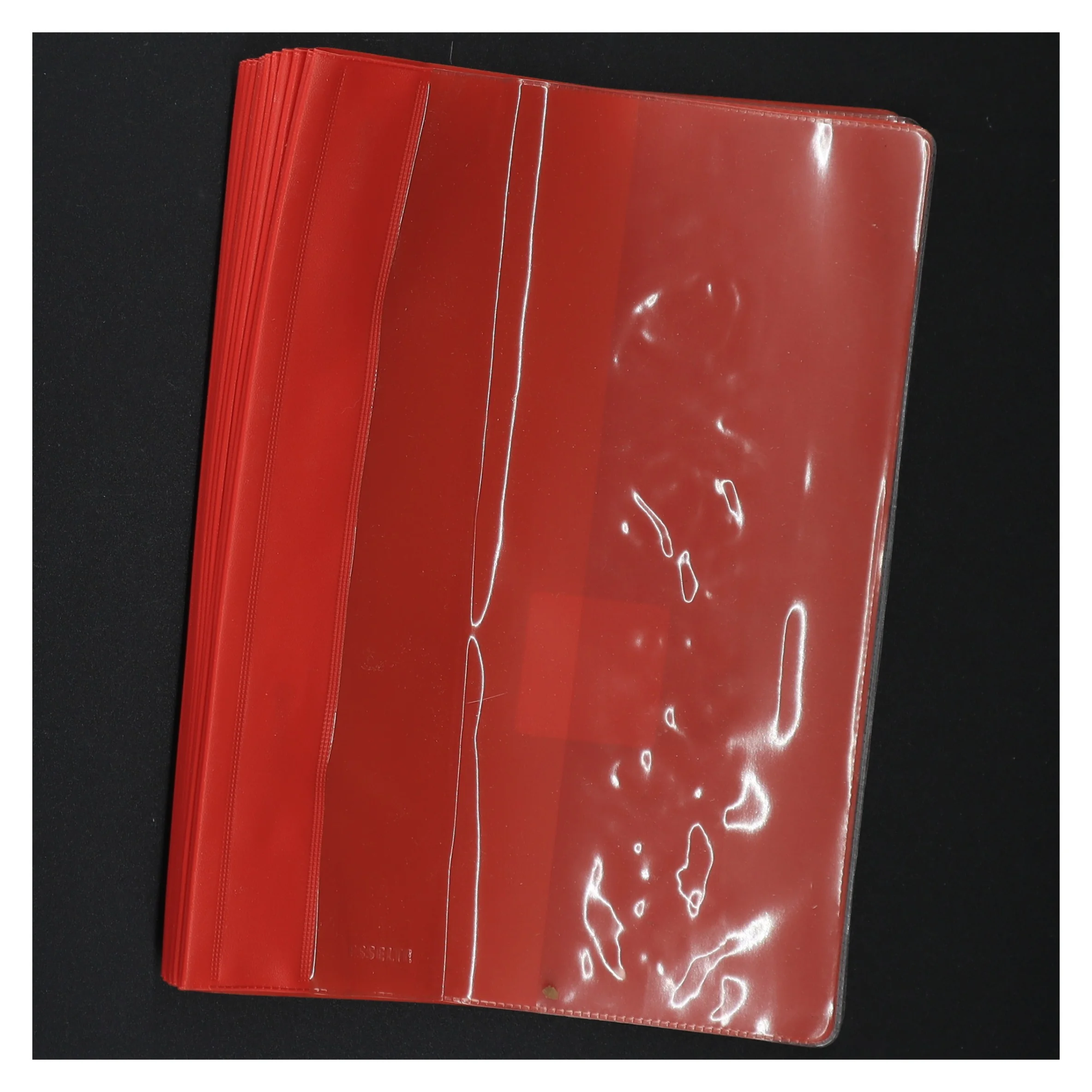 Røde plastikmapper fra Esselte (str. A 5 parentes, 22 x 16 cm )