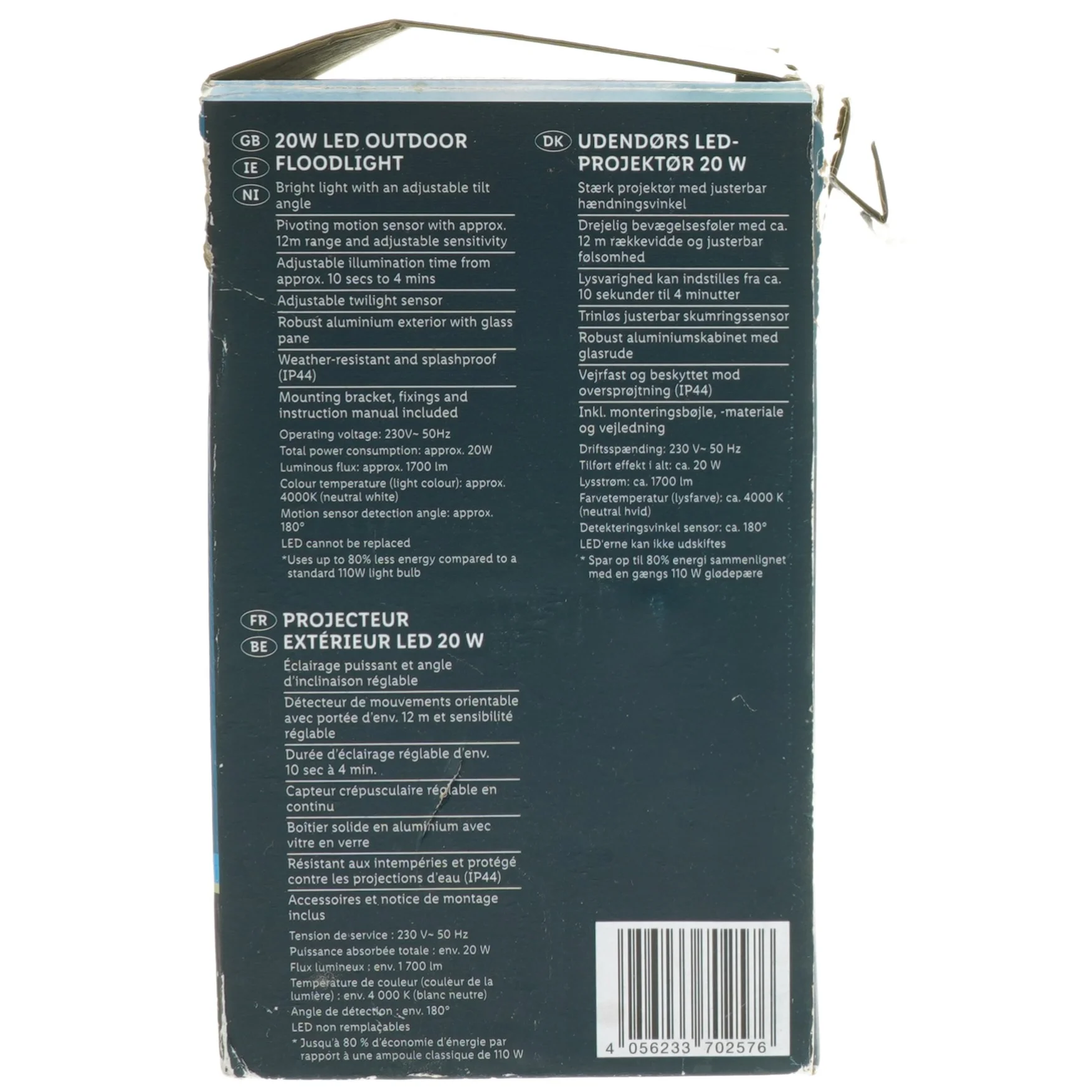 20W LED Udendørs Projektør fra Livarnolux (str. 18x15 cm)