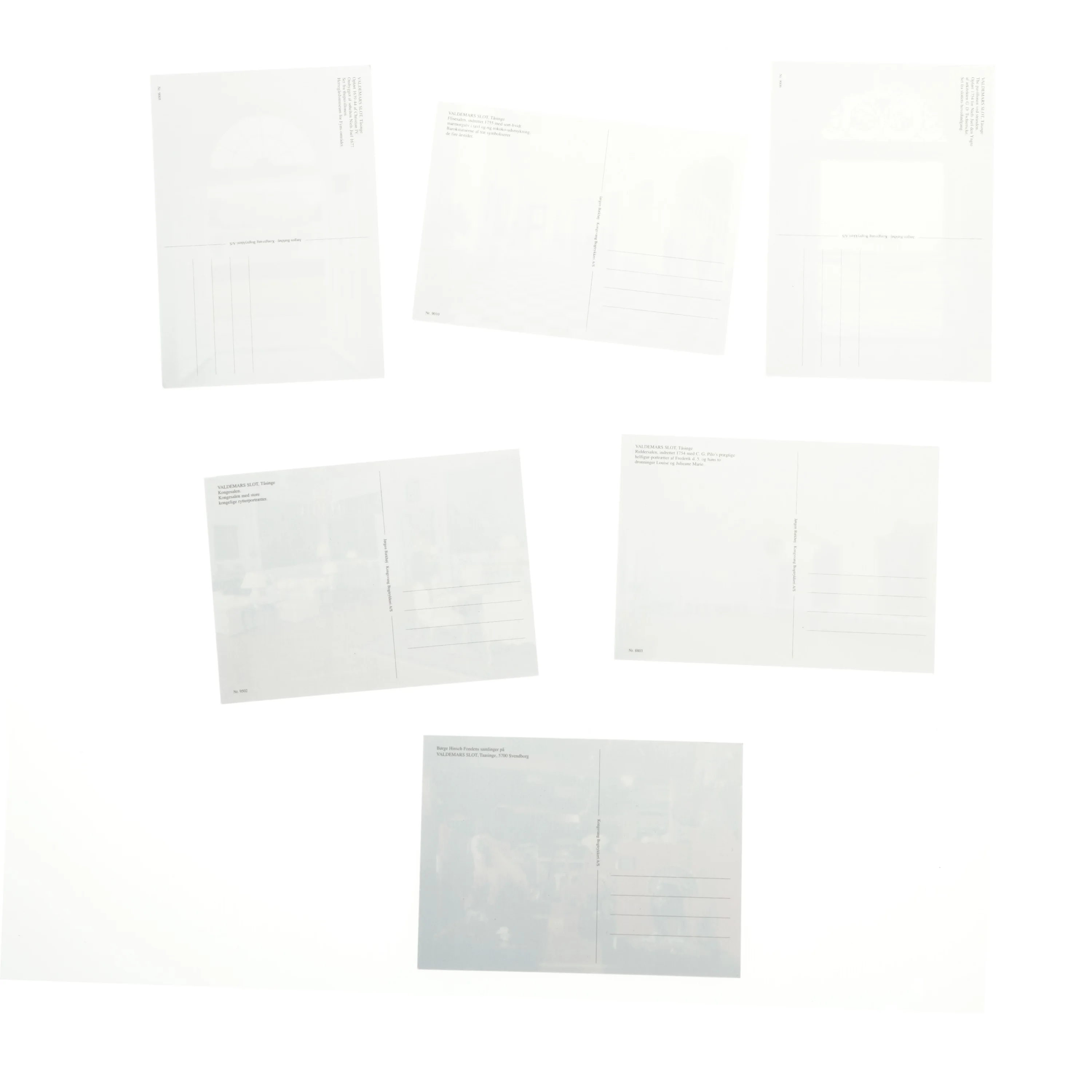 Postkort med arkitektur og interiør (str. 6 stk 17x12 cm)