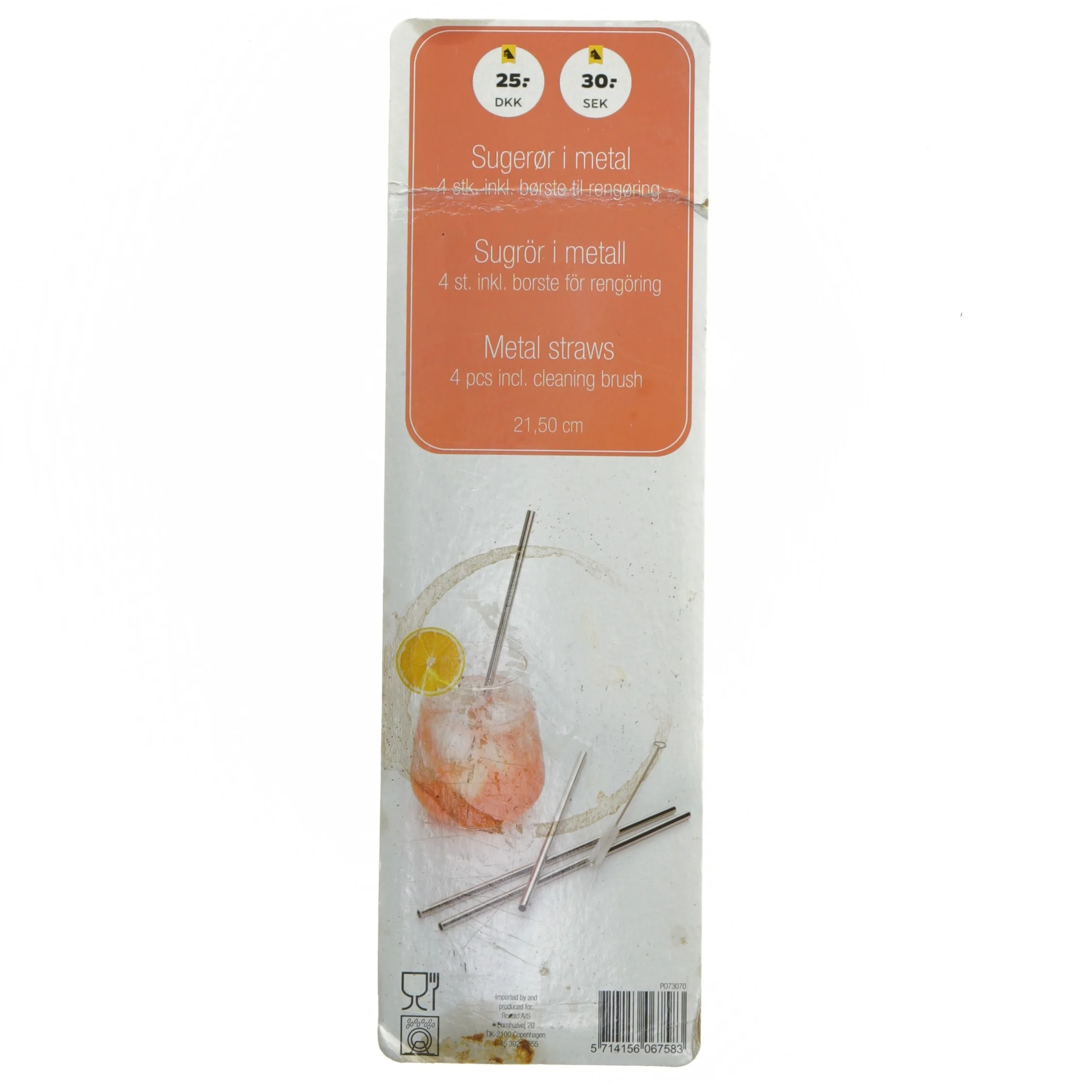 Metalsugerør sæt (str. 21,50 cm)