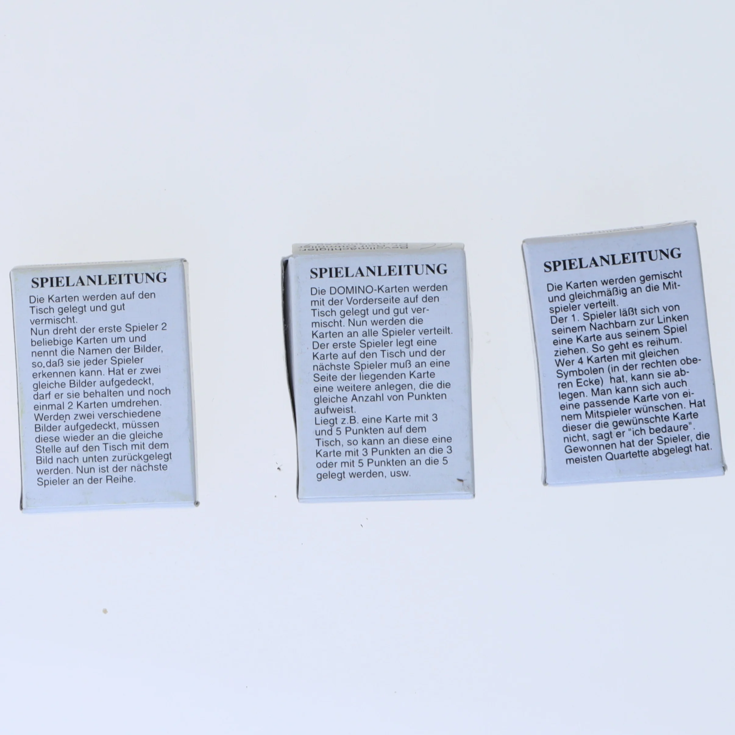 Kortspil sæt med Memo, Domino og Quartett (str. 5x3,5 cm)