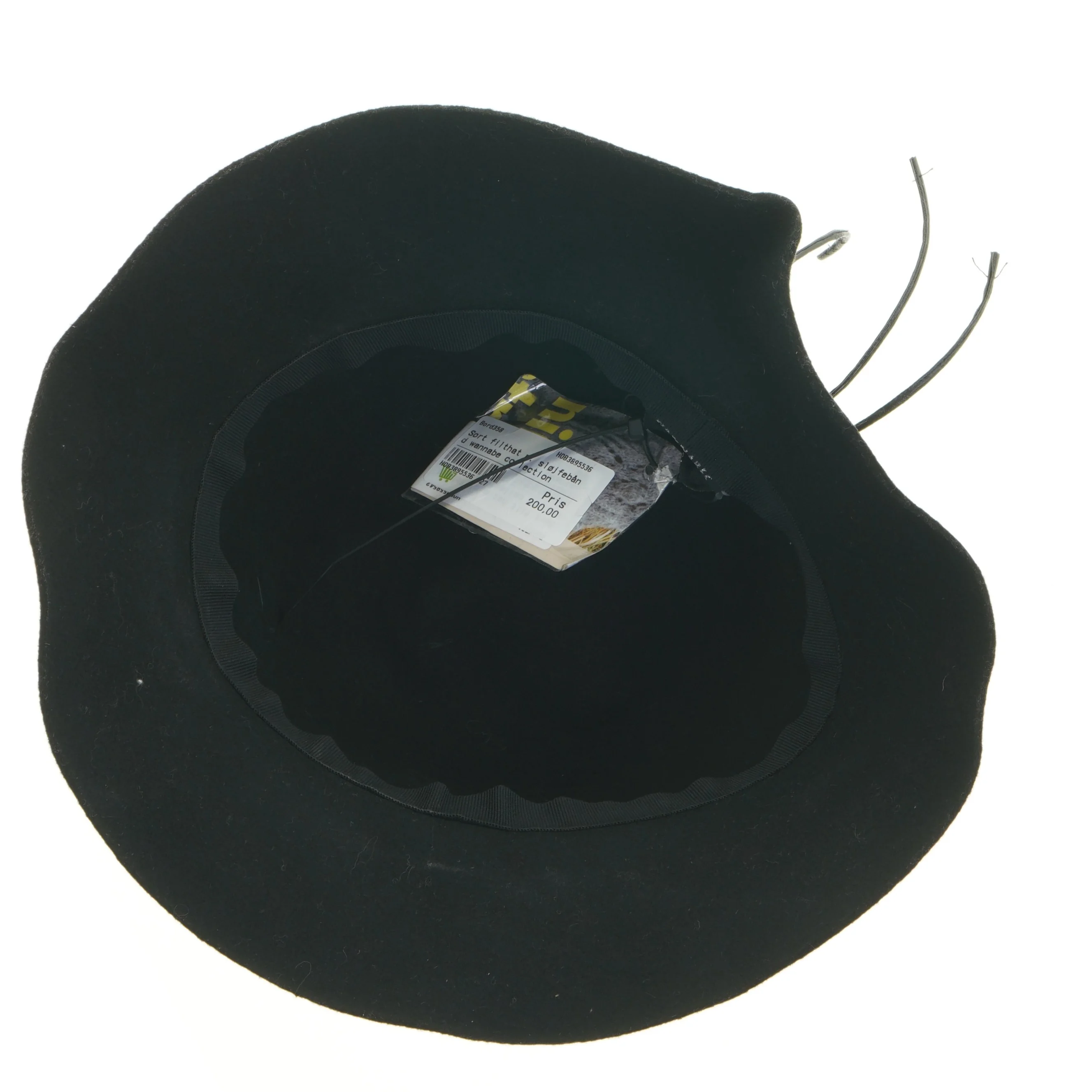 Sort filthat med bånd fra Wannabes (str. Ø 18 cm)