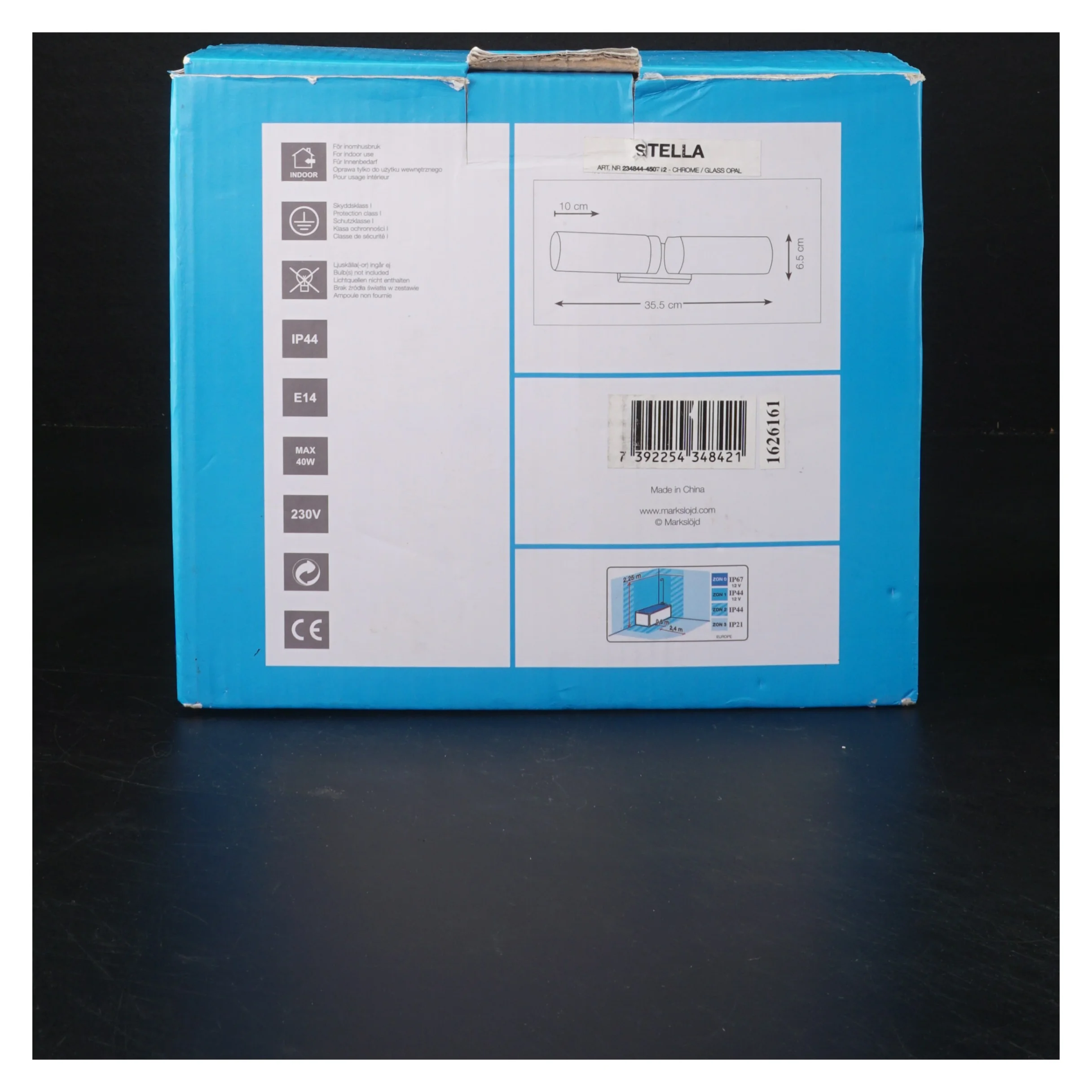 Stella dobbelt væglampe fra Markslöjd (str. 6,5x35,5x10 cm)