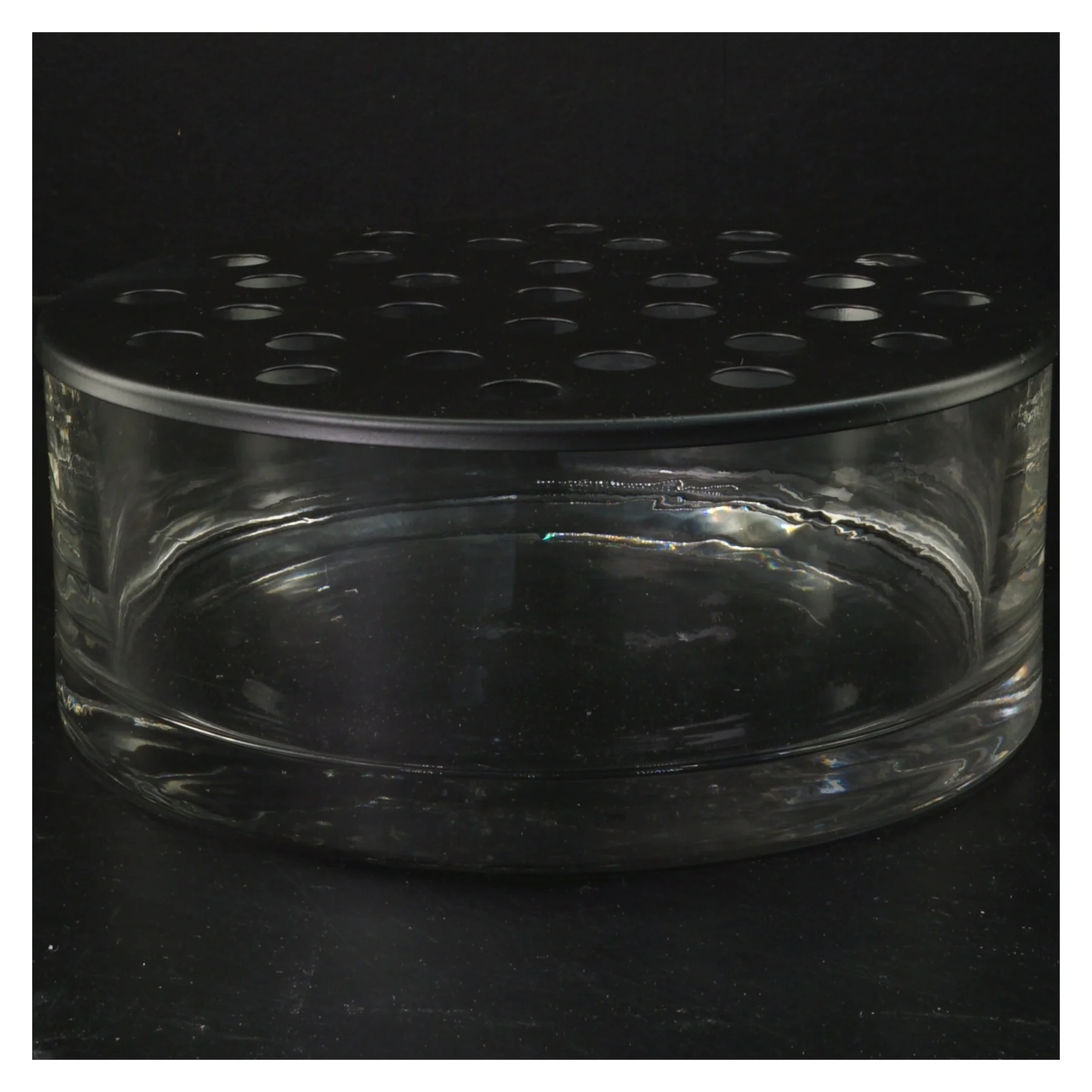 Glasvase med låg med huller i (str. Ø 20 cm)