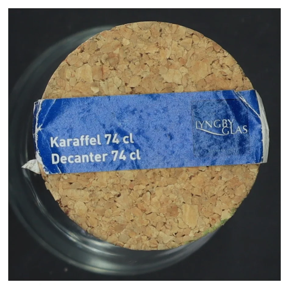 Karaffel med korklåg fra Lyngby Glas (str. 25x8 cm)