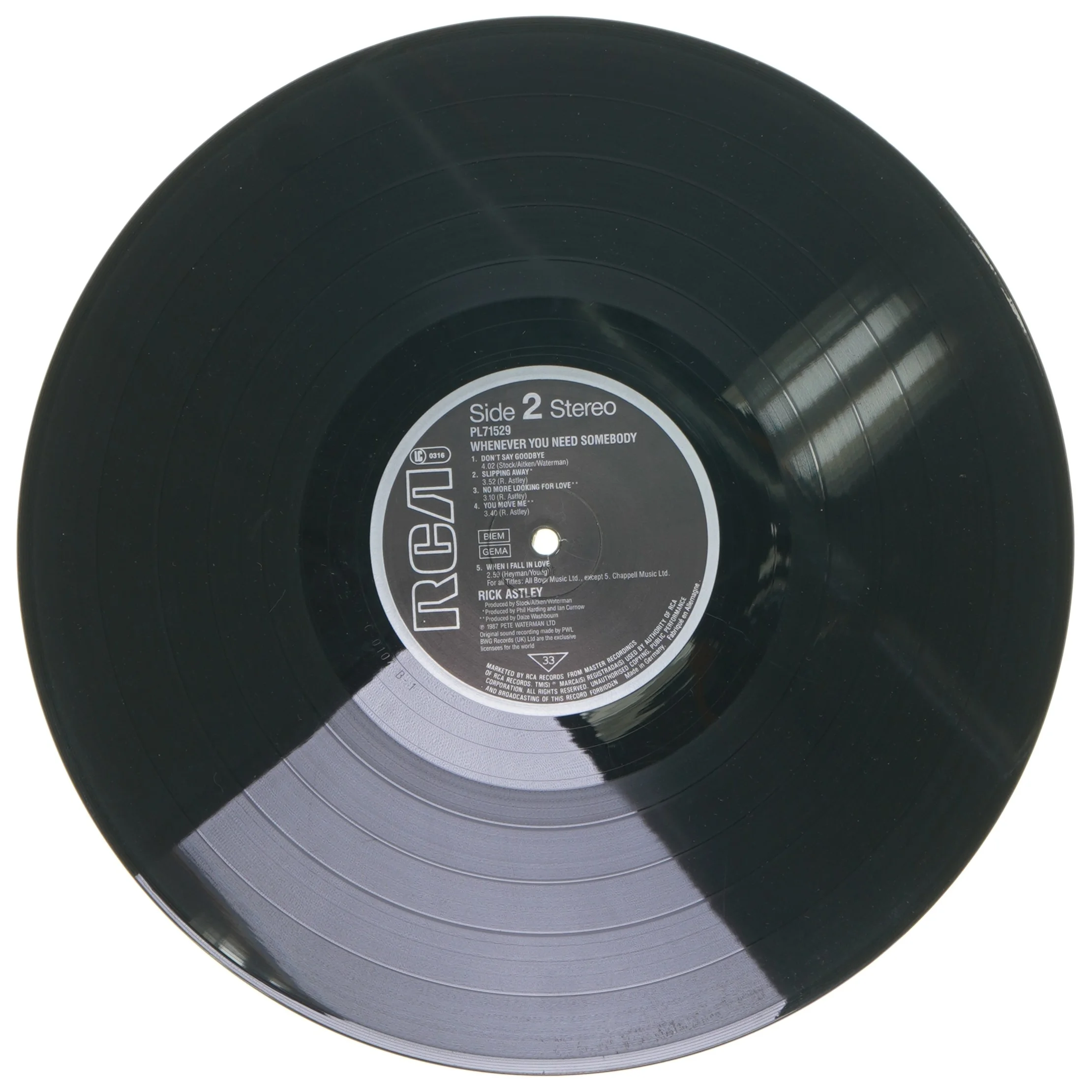 Rick Astley LP - Whenever You Need Somebody fra RCA