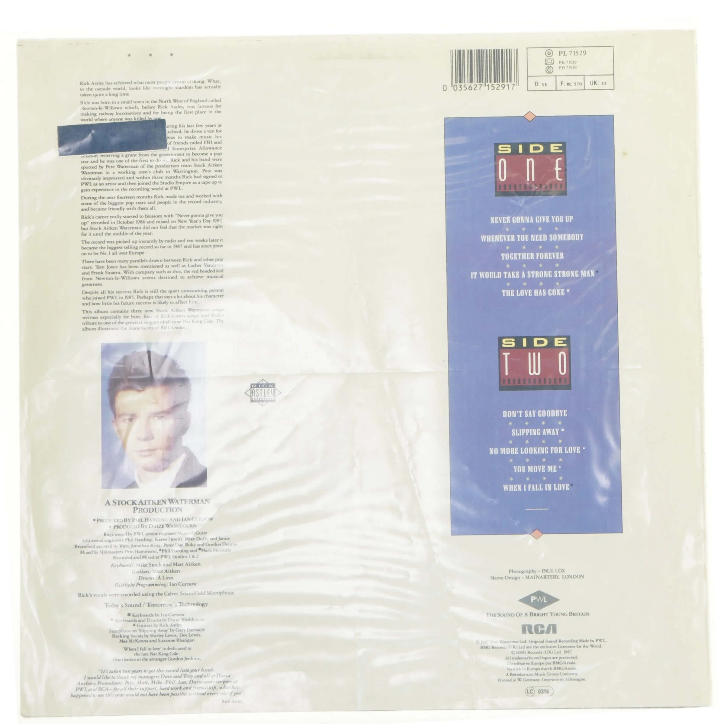 Rick Astley LP - Whenever You Need Somebody fra RCA