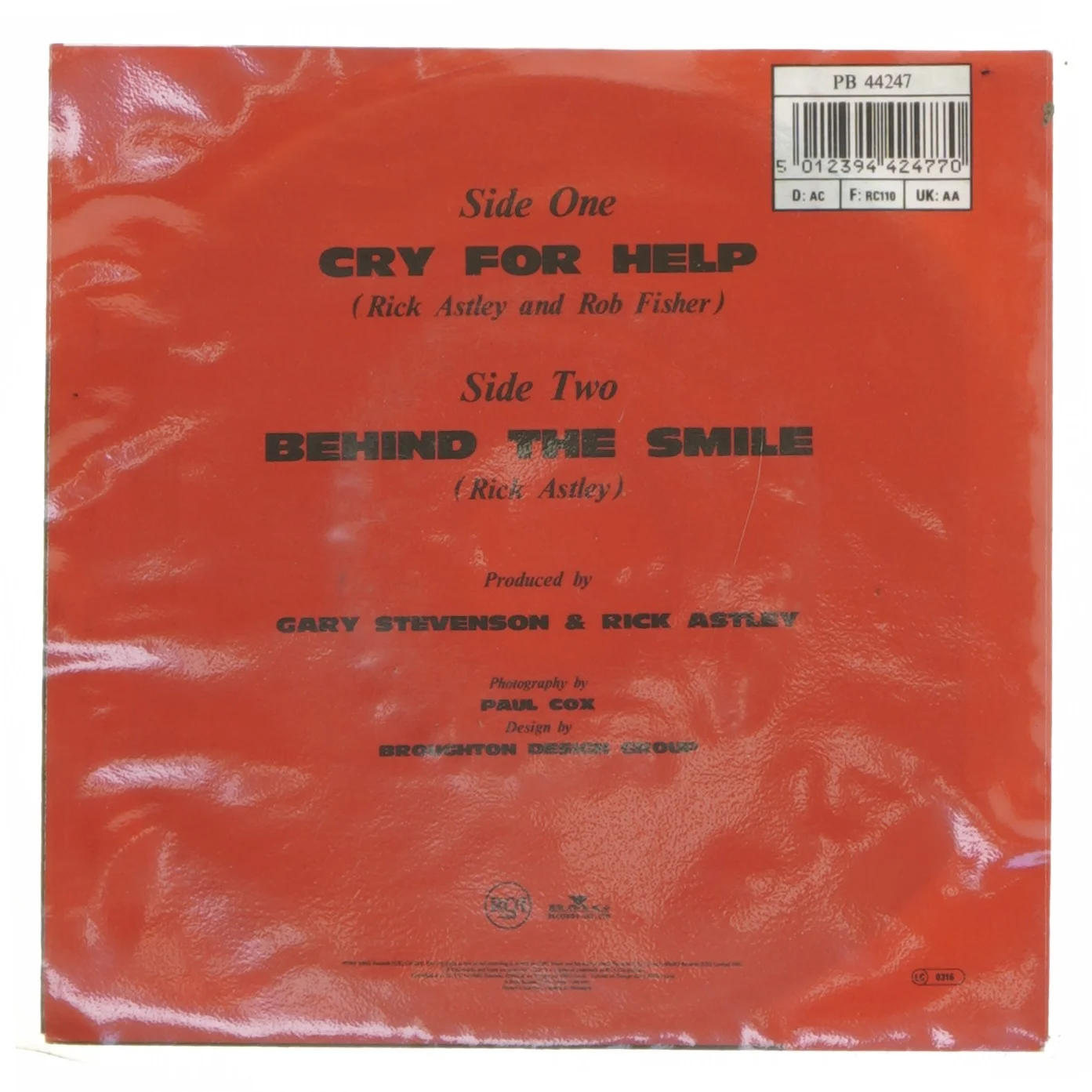 Rick Astley - Cry For Help vinyl single