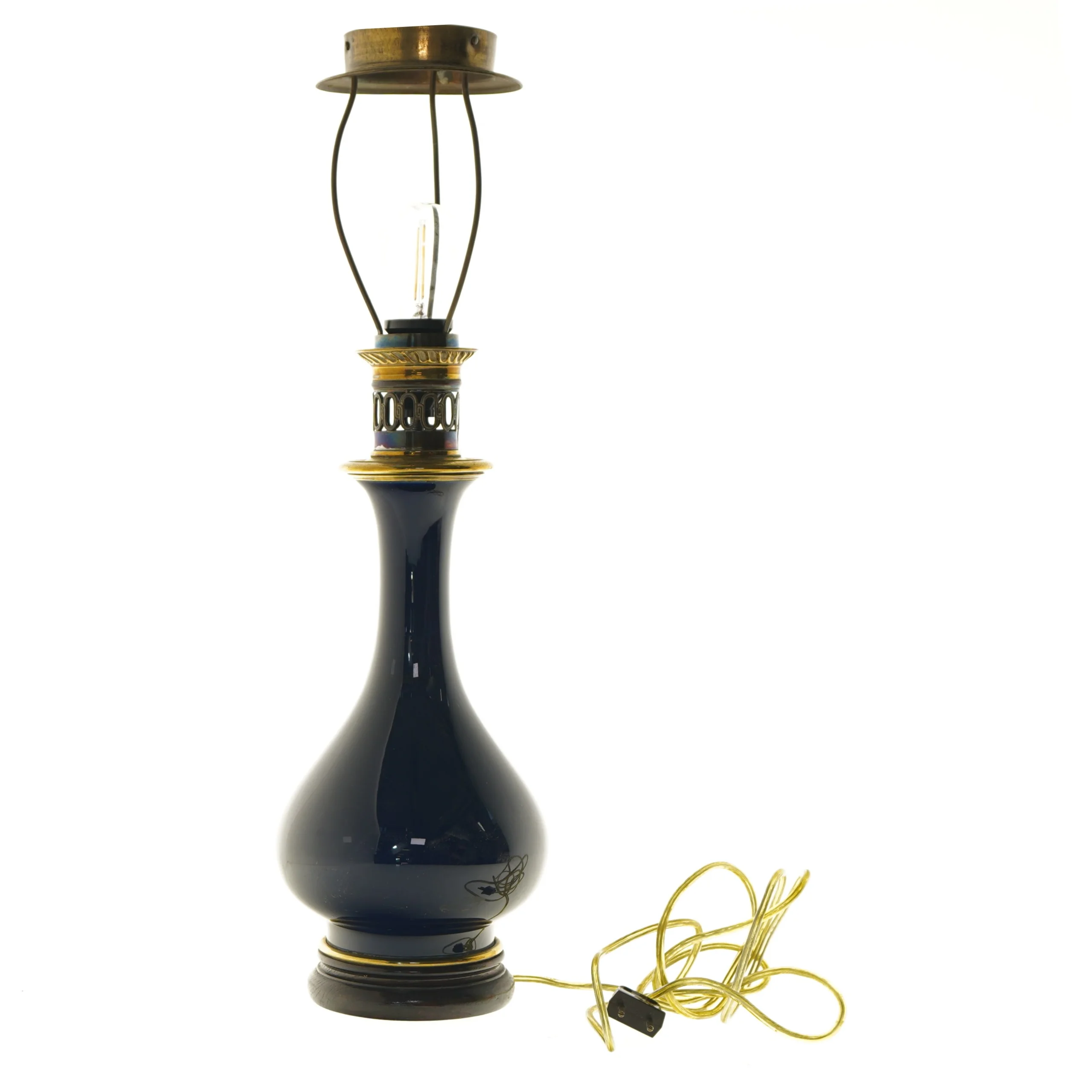 Bordlampe i glas og messing (str. 61 cm)