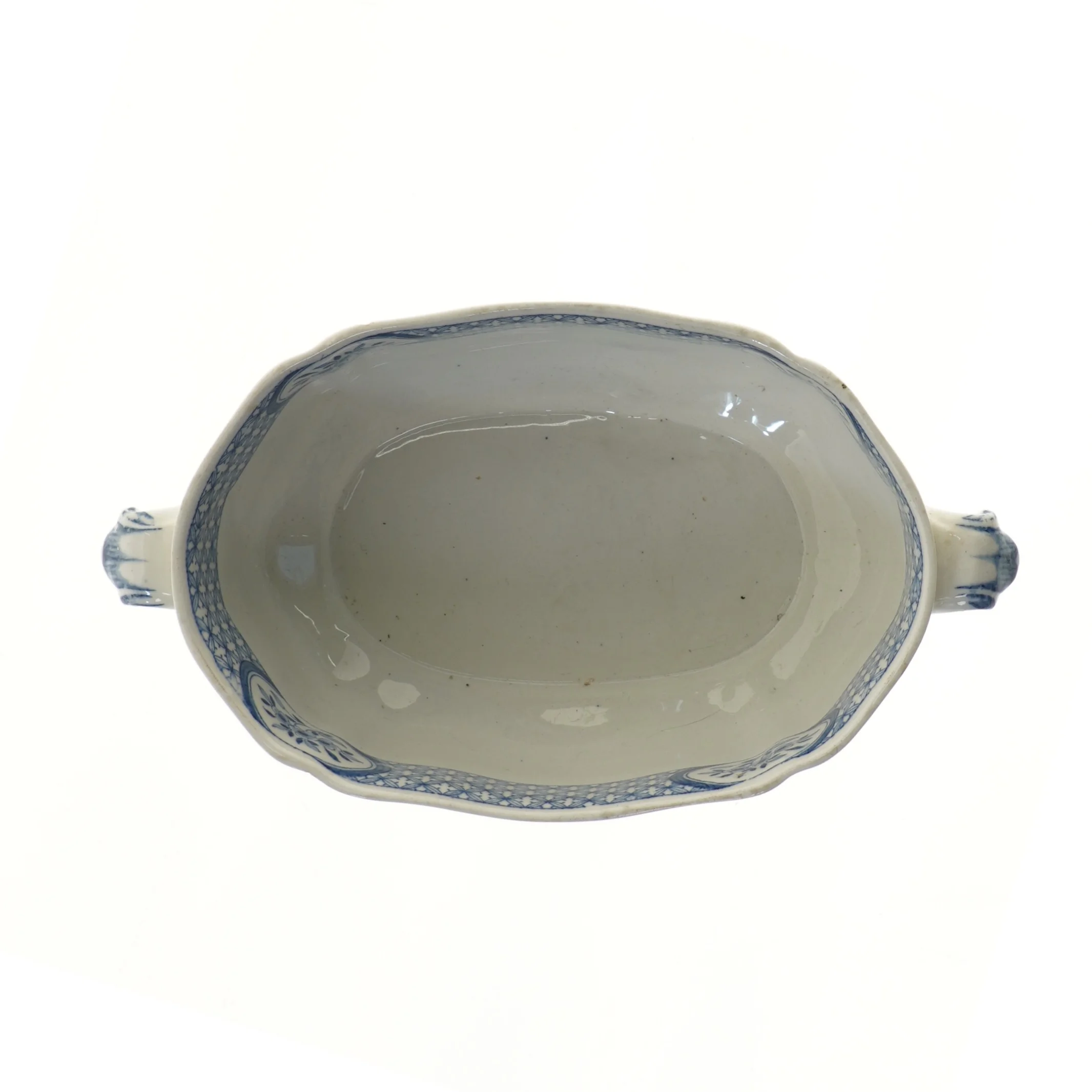 Porcelæn serveringsskål med blåt mønster (str. 19,5x29 cm)