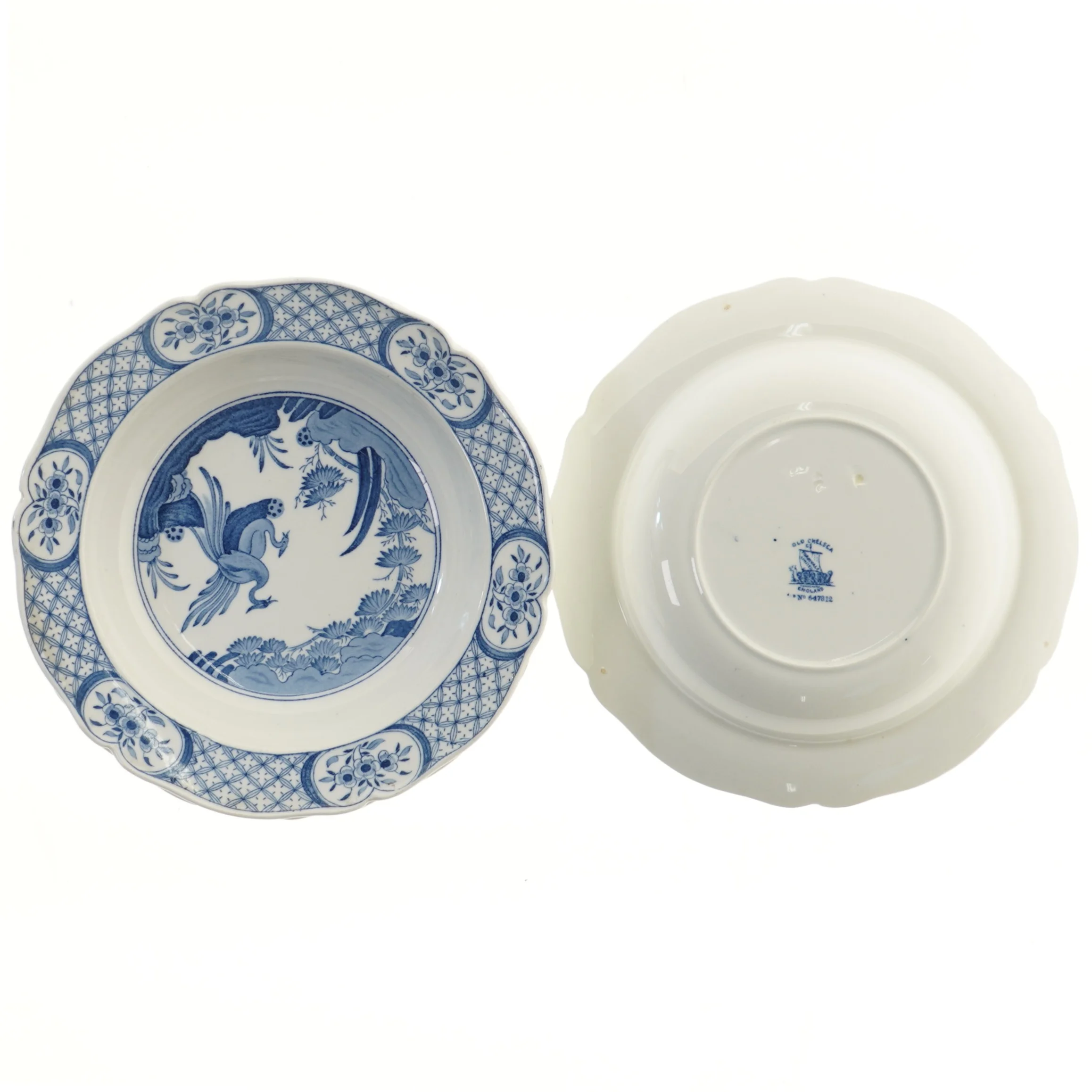 Blå mønstrede porcelænstallerkener (str. 3 stk Ø 23,5 cm)