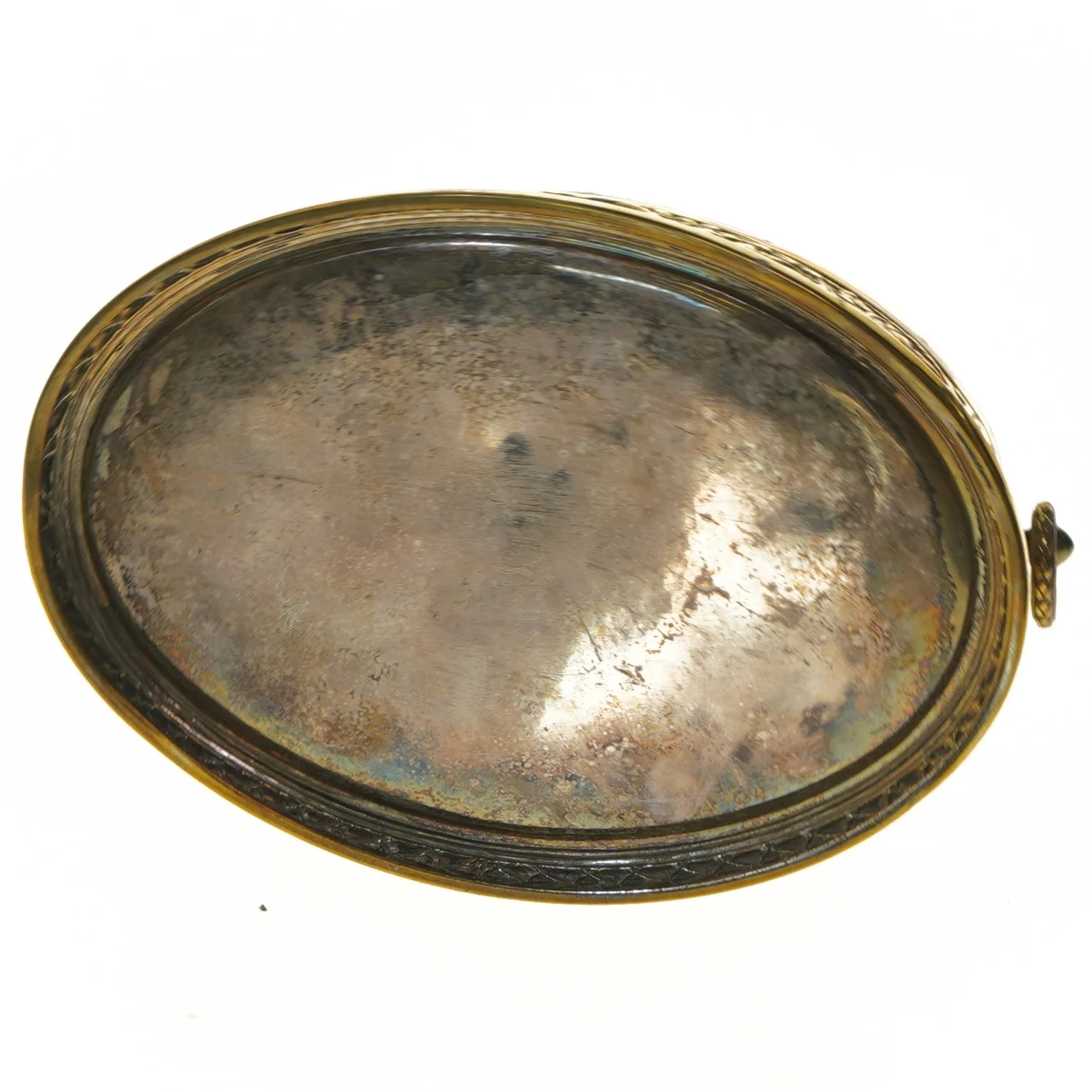 Antik smykkeskrin i metal (str. 23 cm)