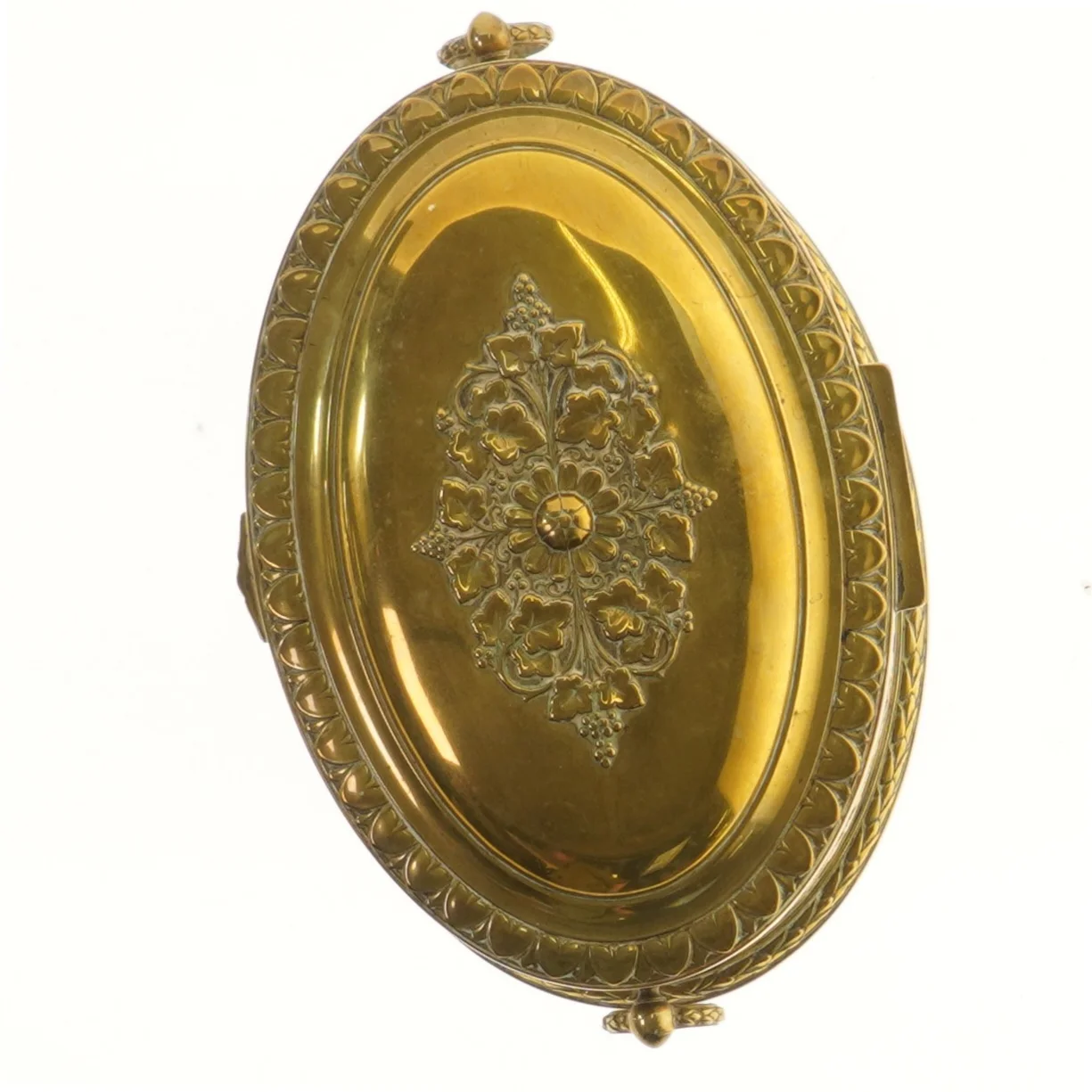 Antik smykkeskrin i metal (str. 23 cm)