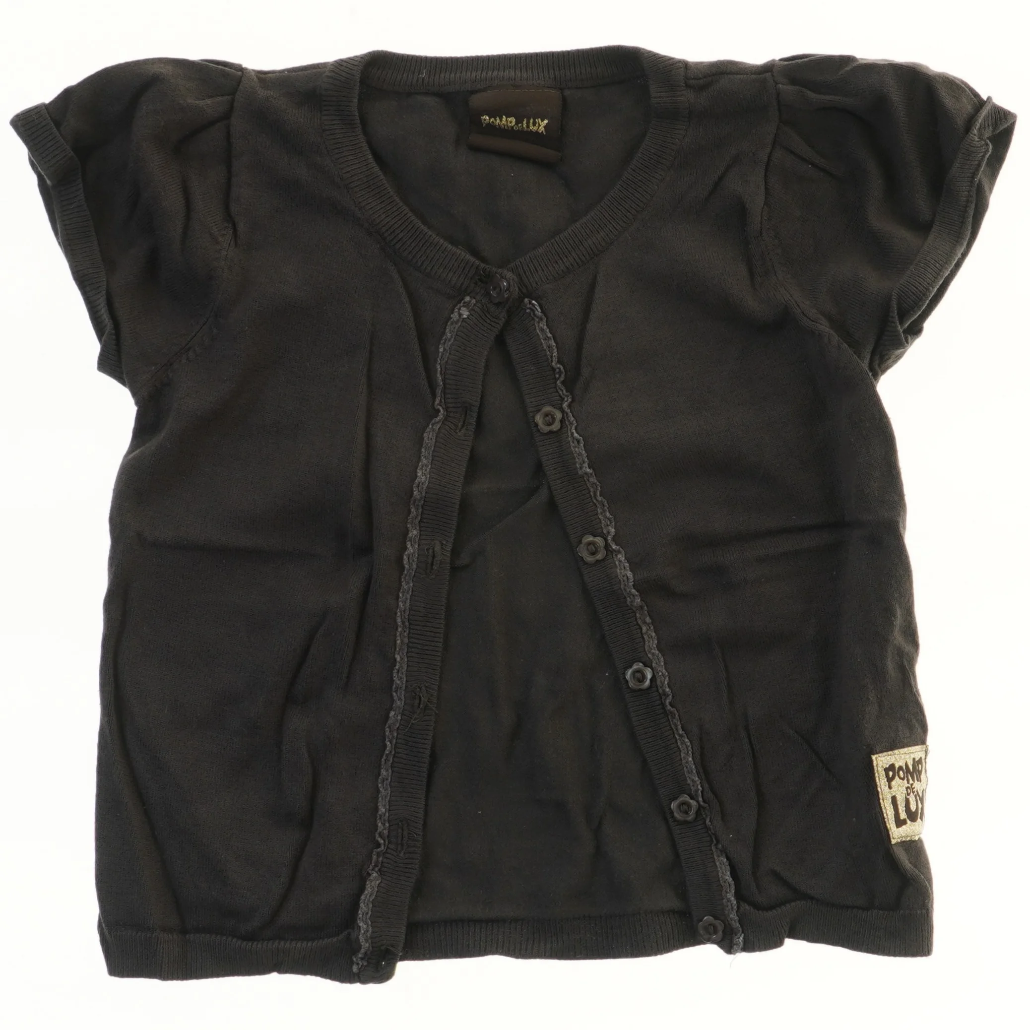 Sort kortærmet cardigan fra Pomp de Lux (str. 110)