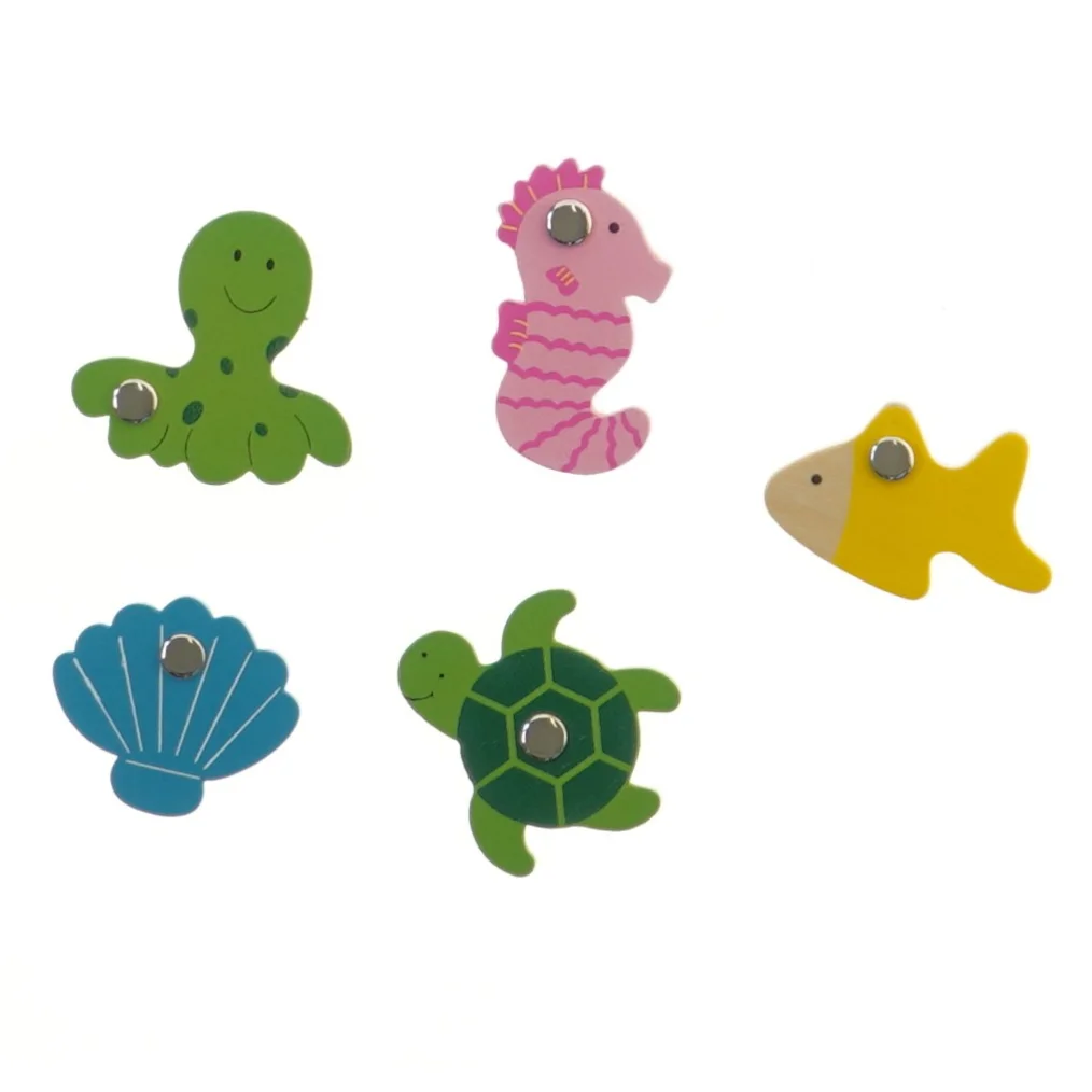 Dekorative knager i havmotiver (str. 5 stk 5,5 cm)