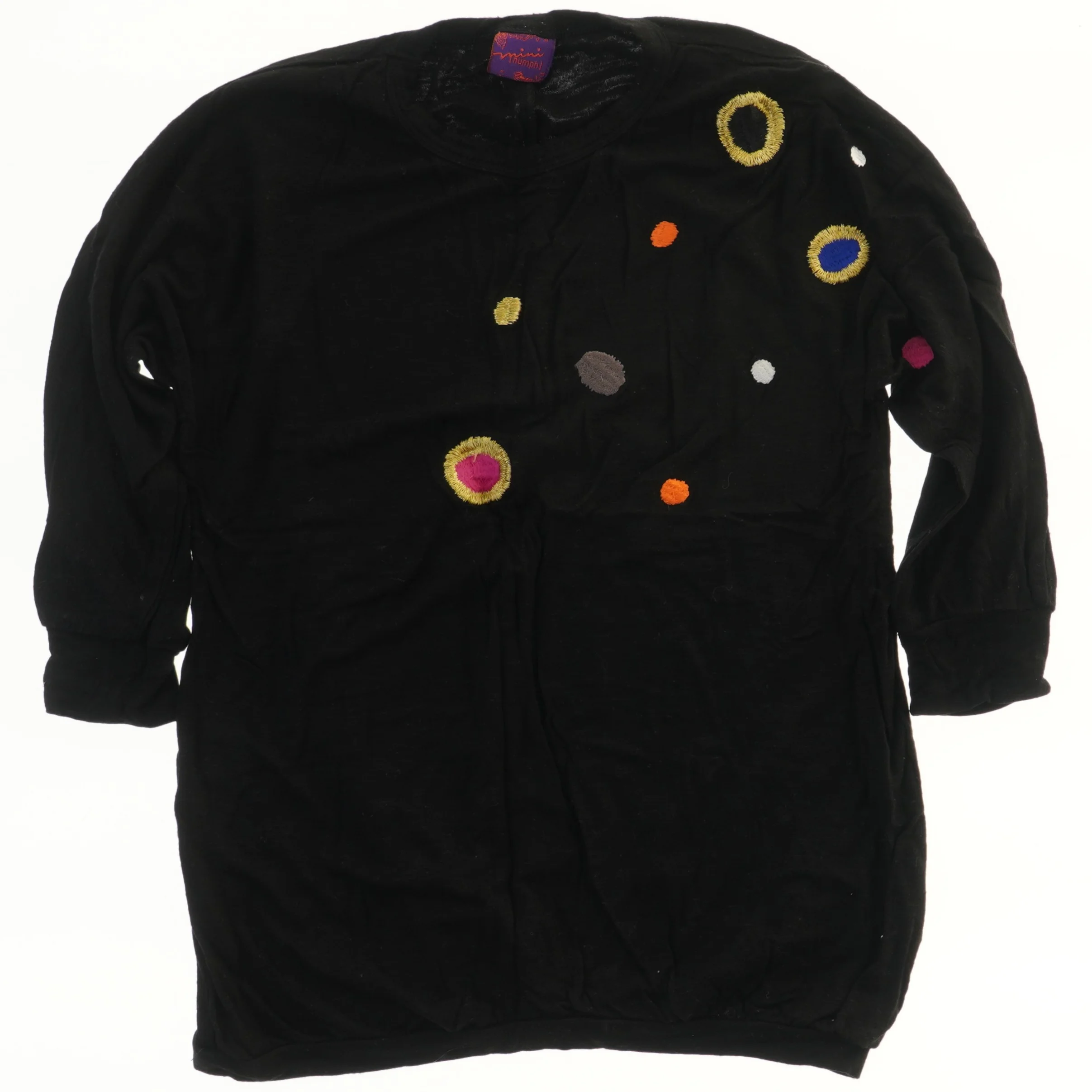 Langærmet kjole med farvede detaljer (str. 104)