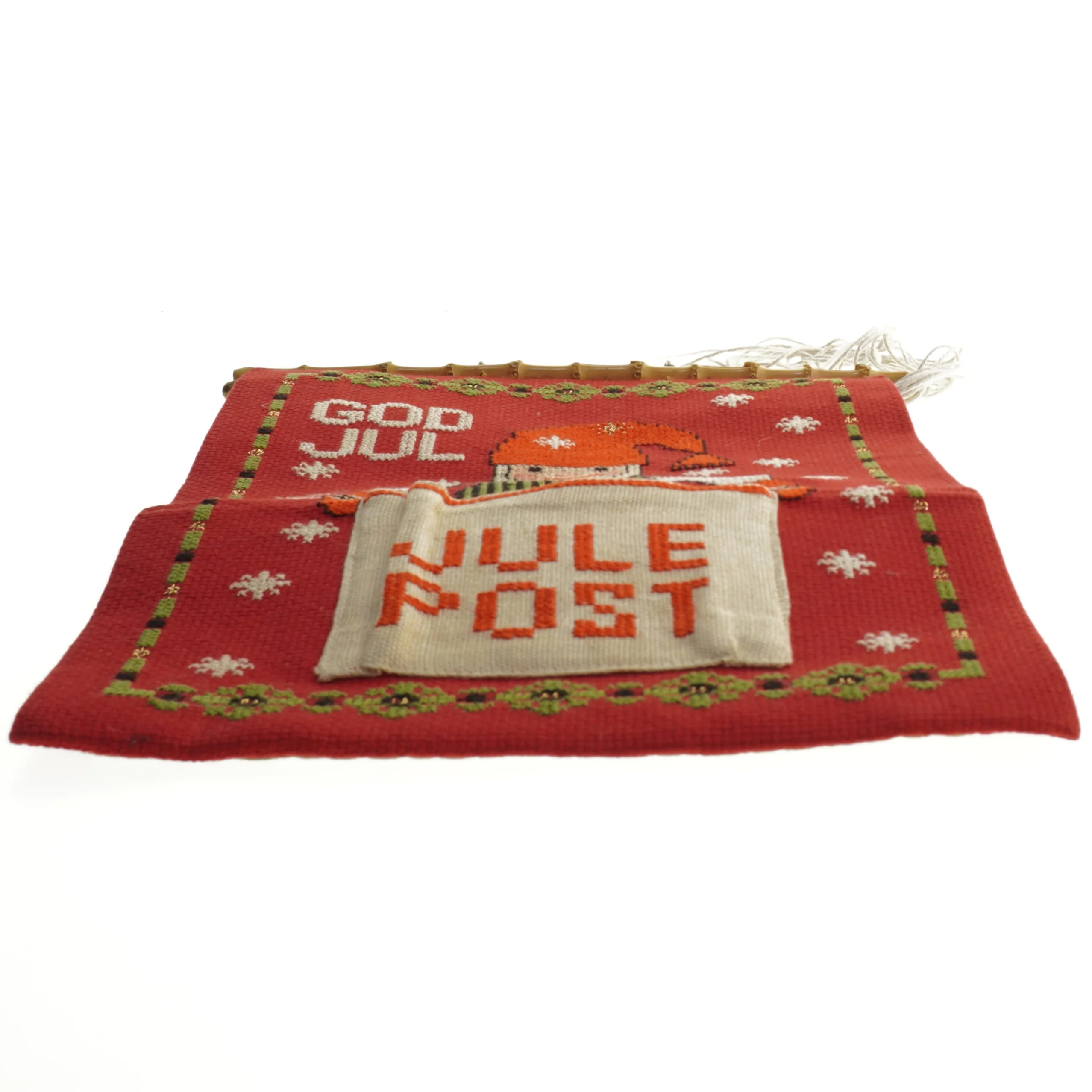 Broderet julepost ophæng (str. 38x24 cm)