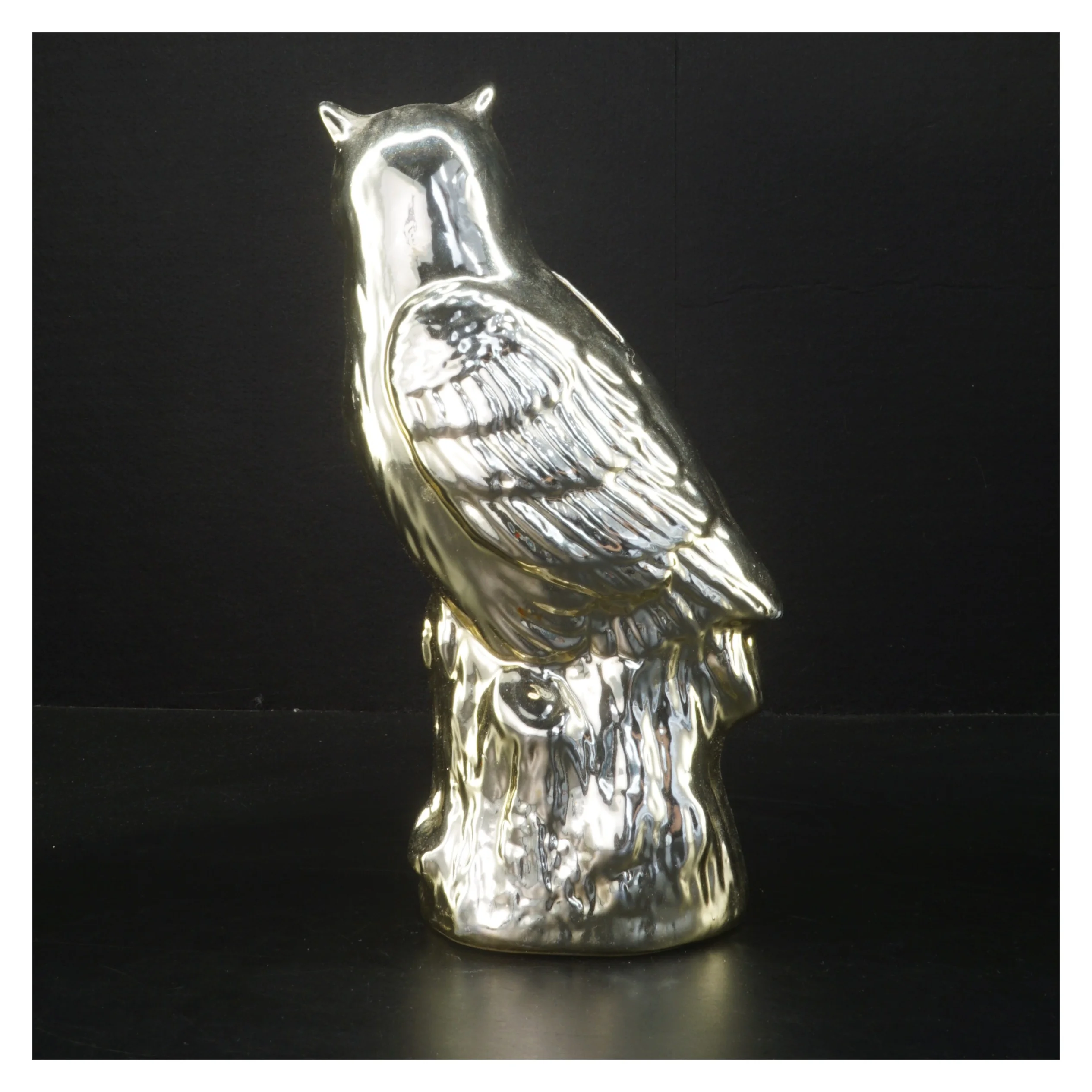 Guld ugle sparebøsse (str. 27 cm)