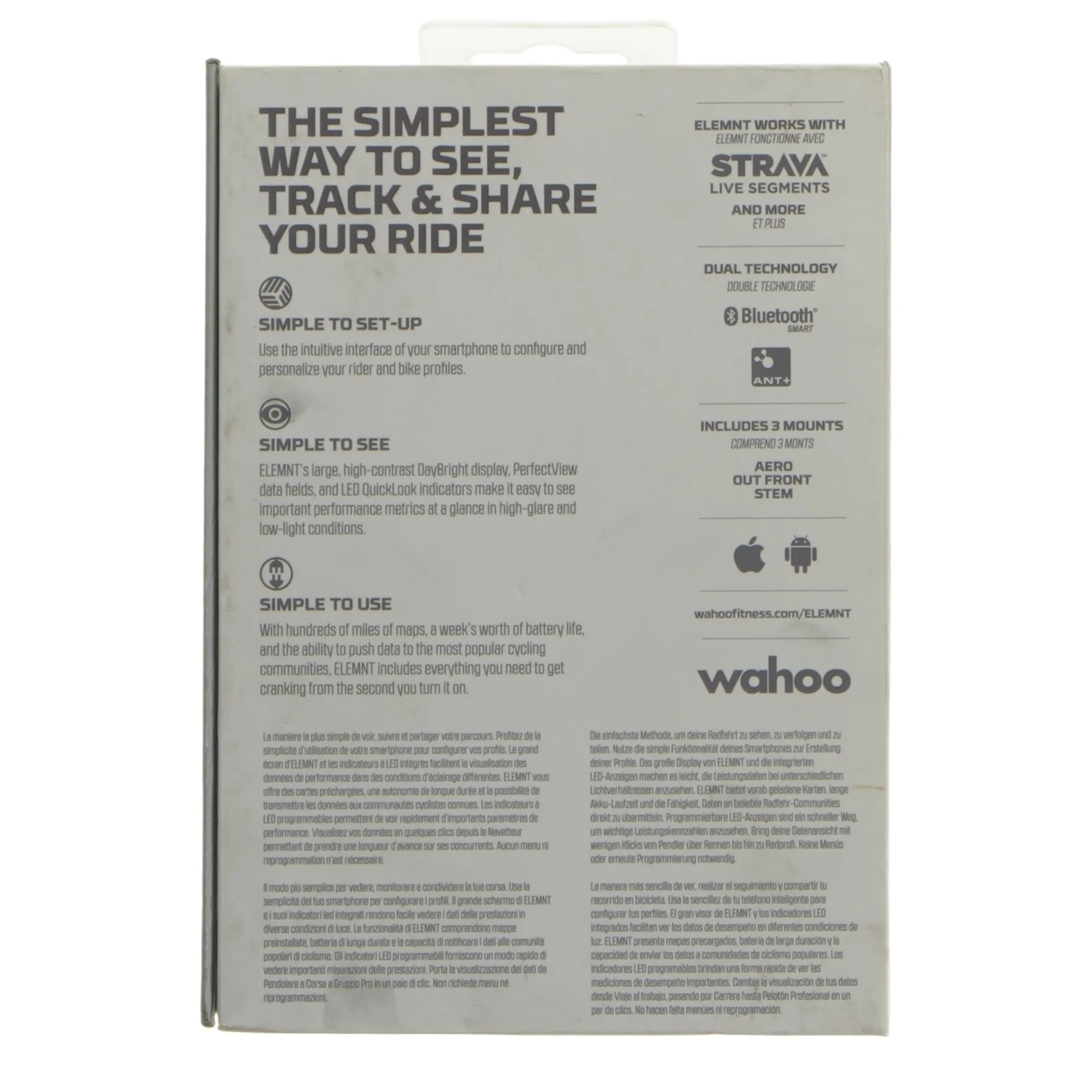 Wahoo ELEMNT GPS cykelcomputer fra Element (str. 9x6 cm)