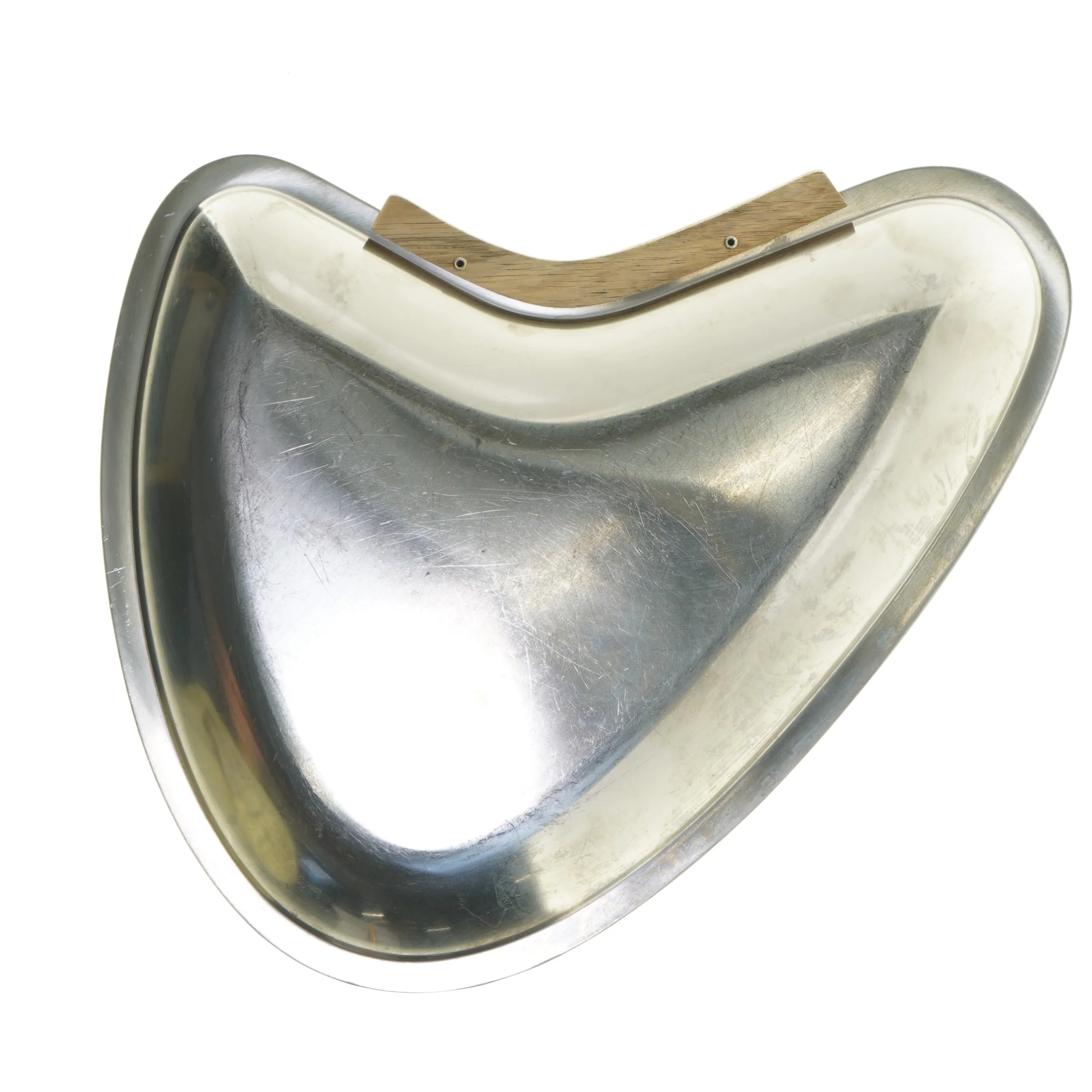 Rustfrit stål bakke med træhåndtag (str. 27x23 cm)