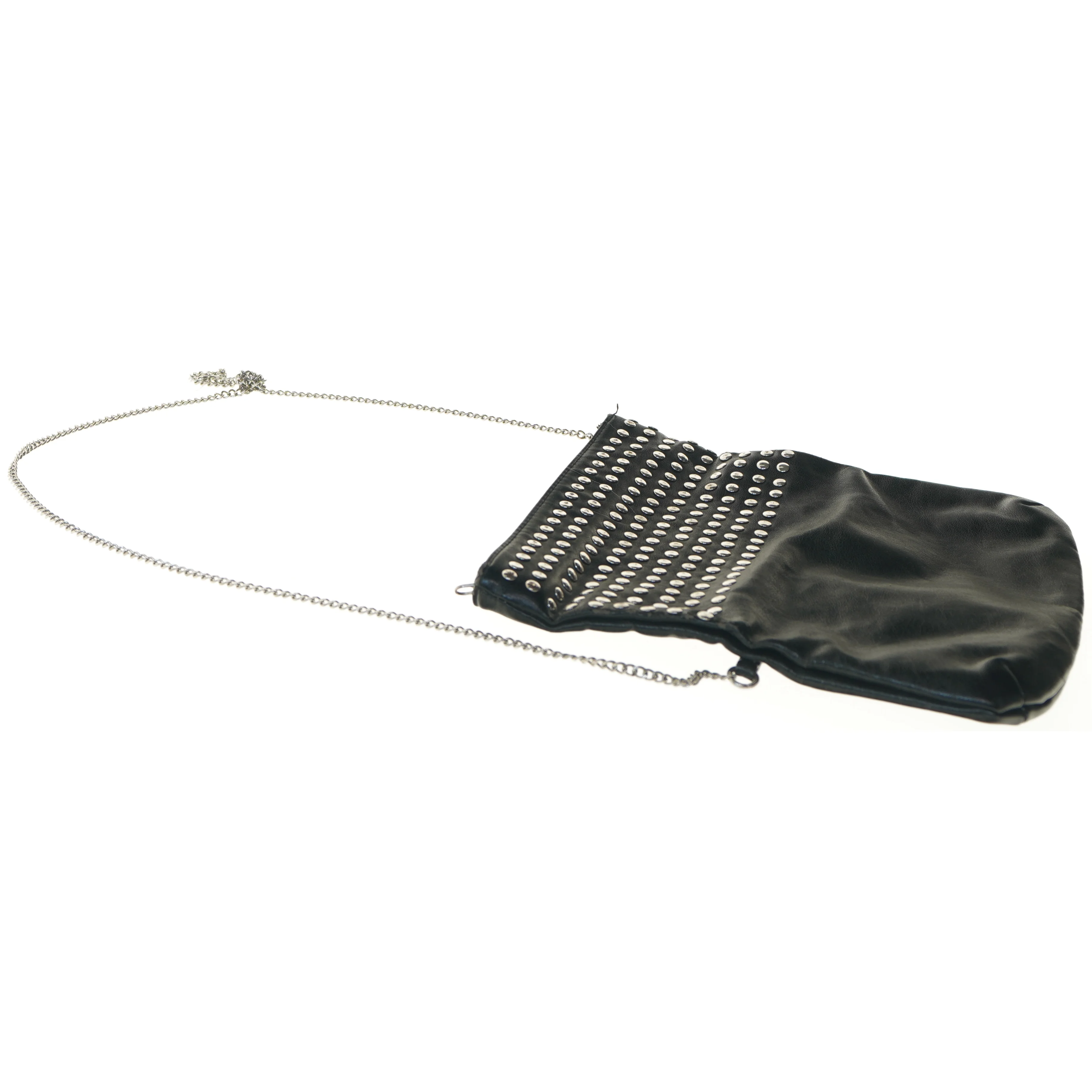 Sort skuldertaske med nitter (str. 26x27 cm)