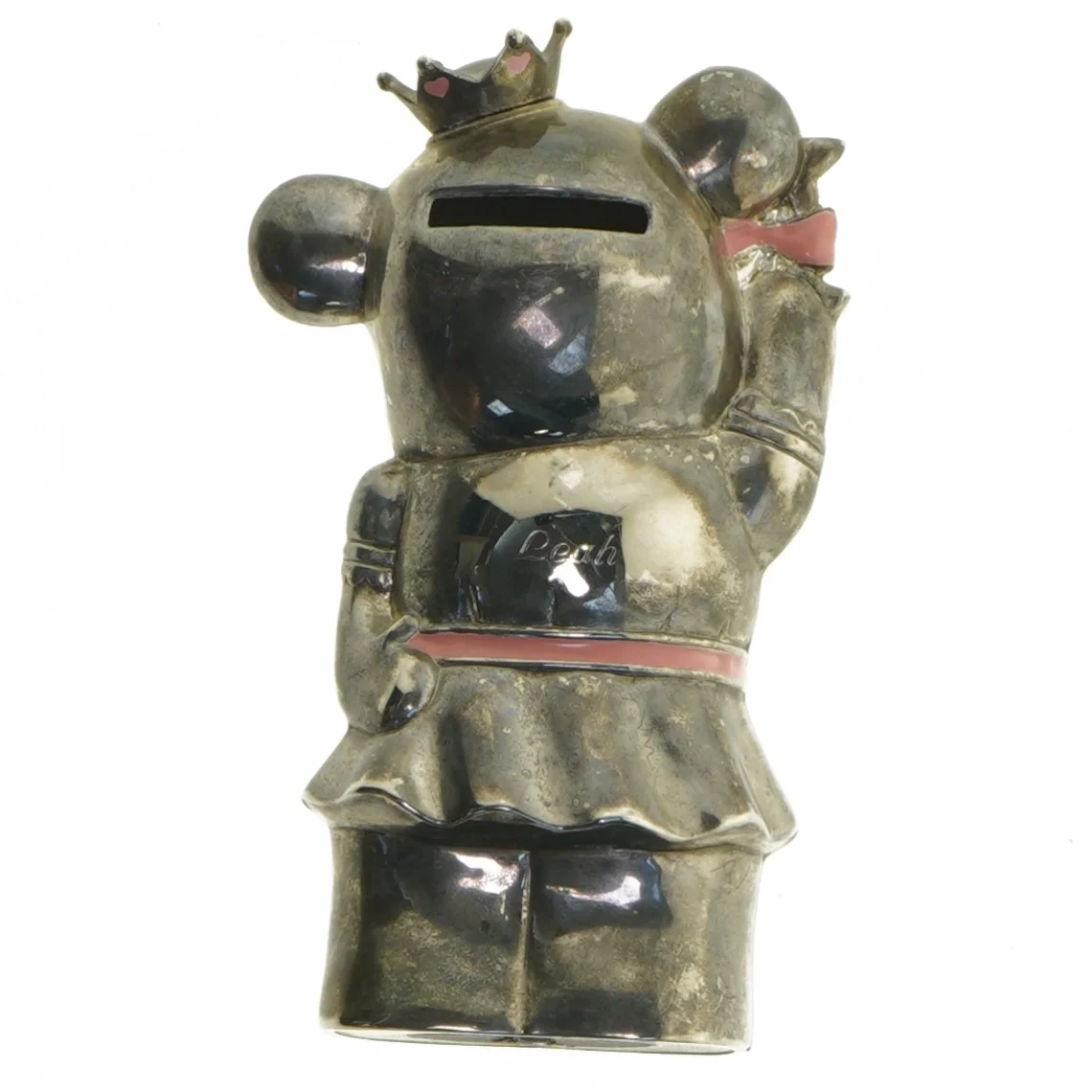 Vintage sparegris, bjørn med krone (str. 14,5 cm)