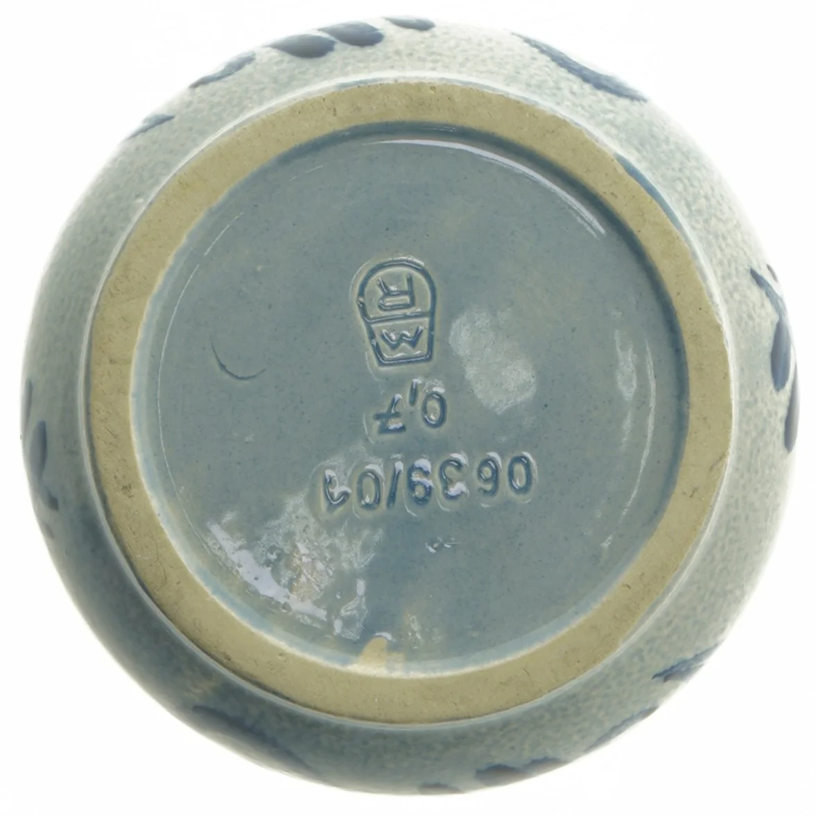 Blå keramisk krukke med låg (str. Ø 14x12 cm)