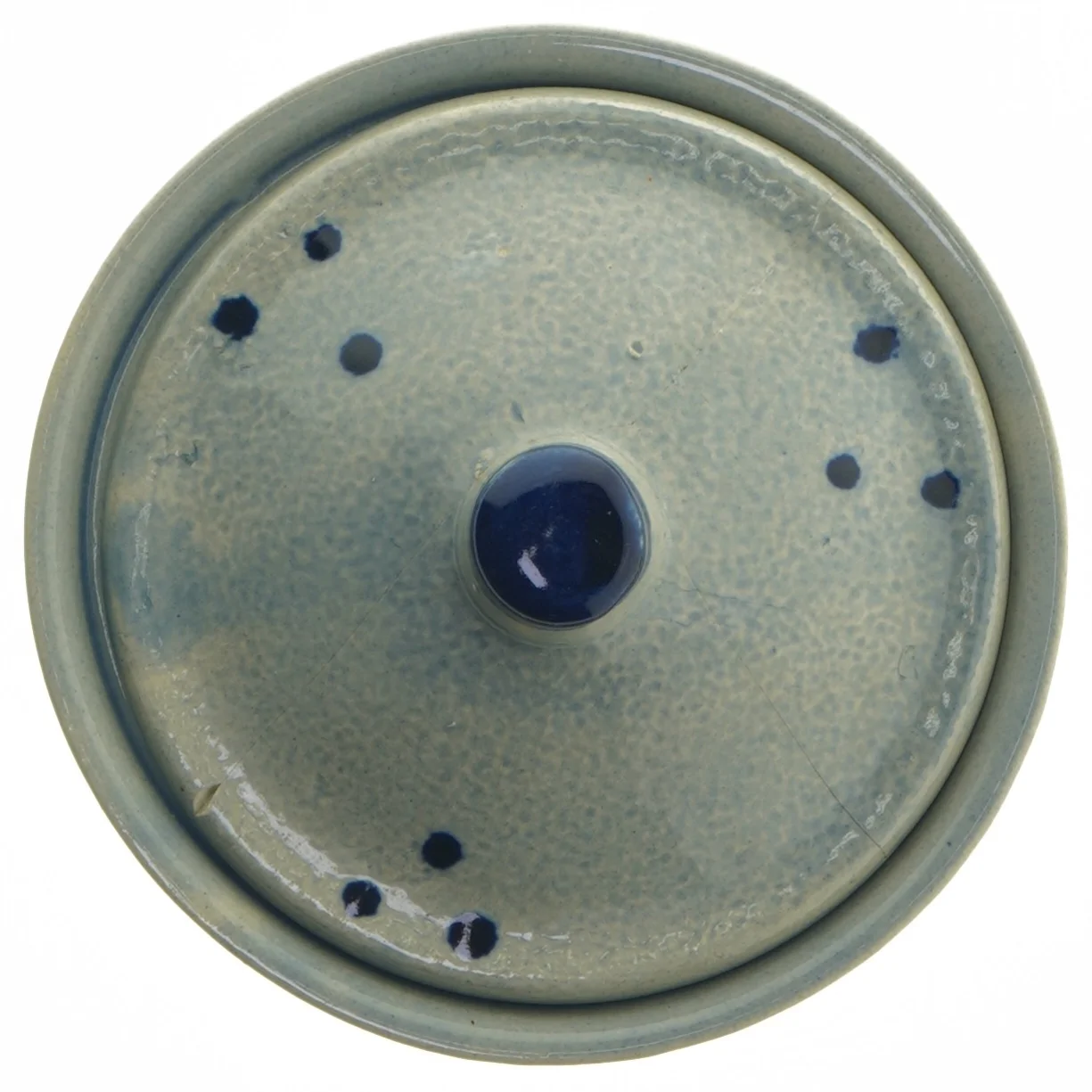 Blå keramisk krukke med låg (str. Ø 14x12 cm)