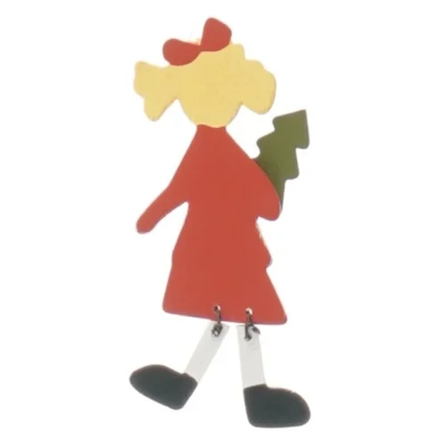 Dekorationsfigur af pige med juletræ (str. 9 cm)